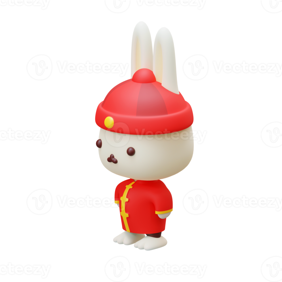 Isometric 3D Render Chinese Rabbit Character png