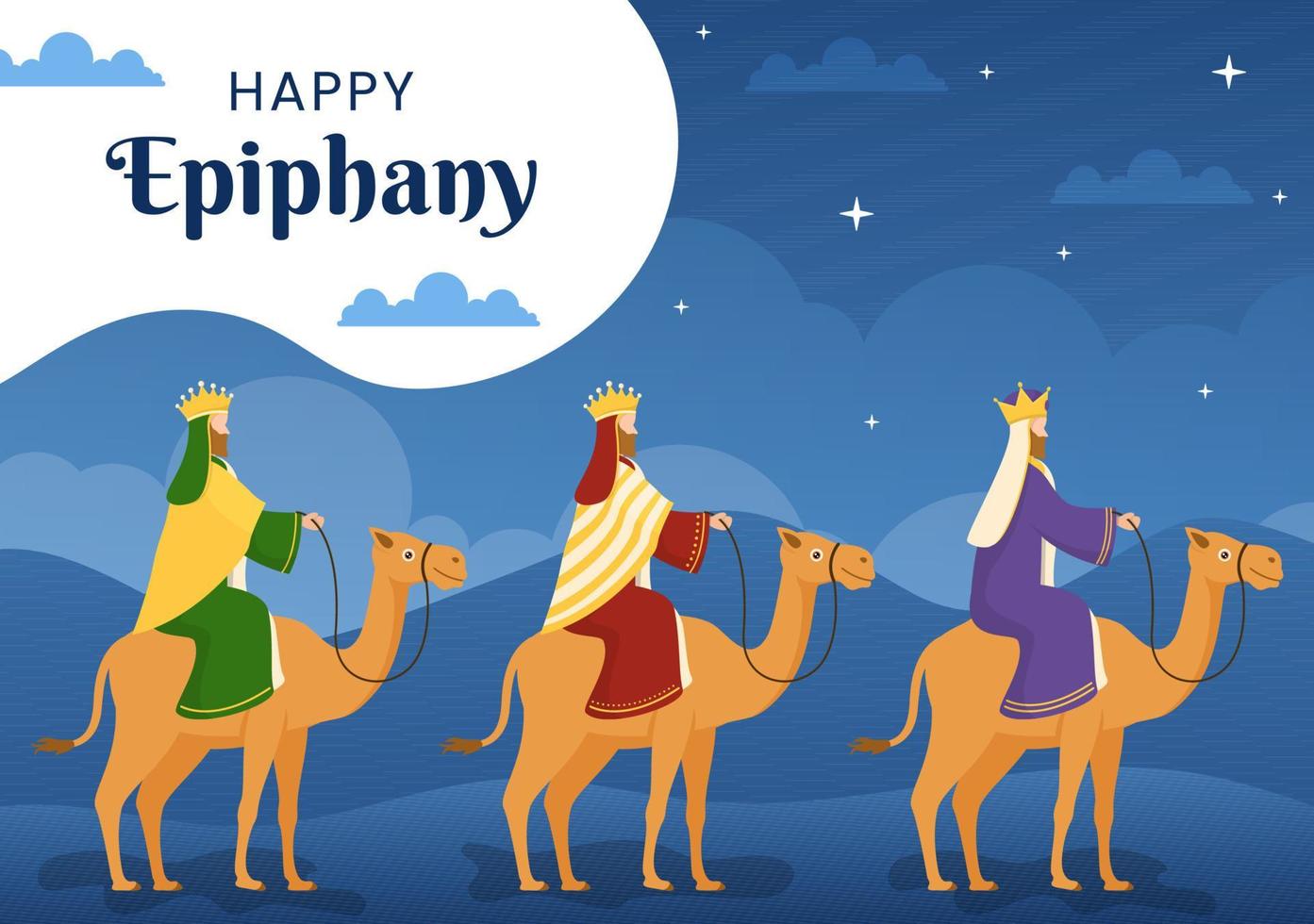 Happy Epiphany Day Flat Background Cartoon Hand Drawn Templates Illustration vector