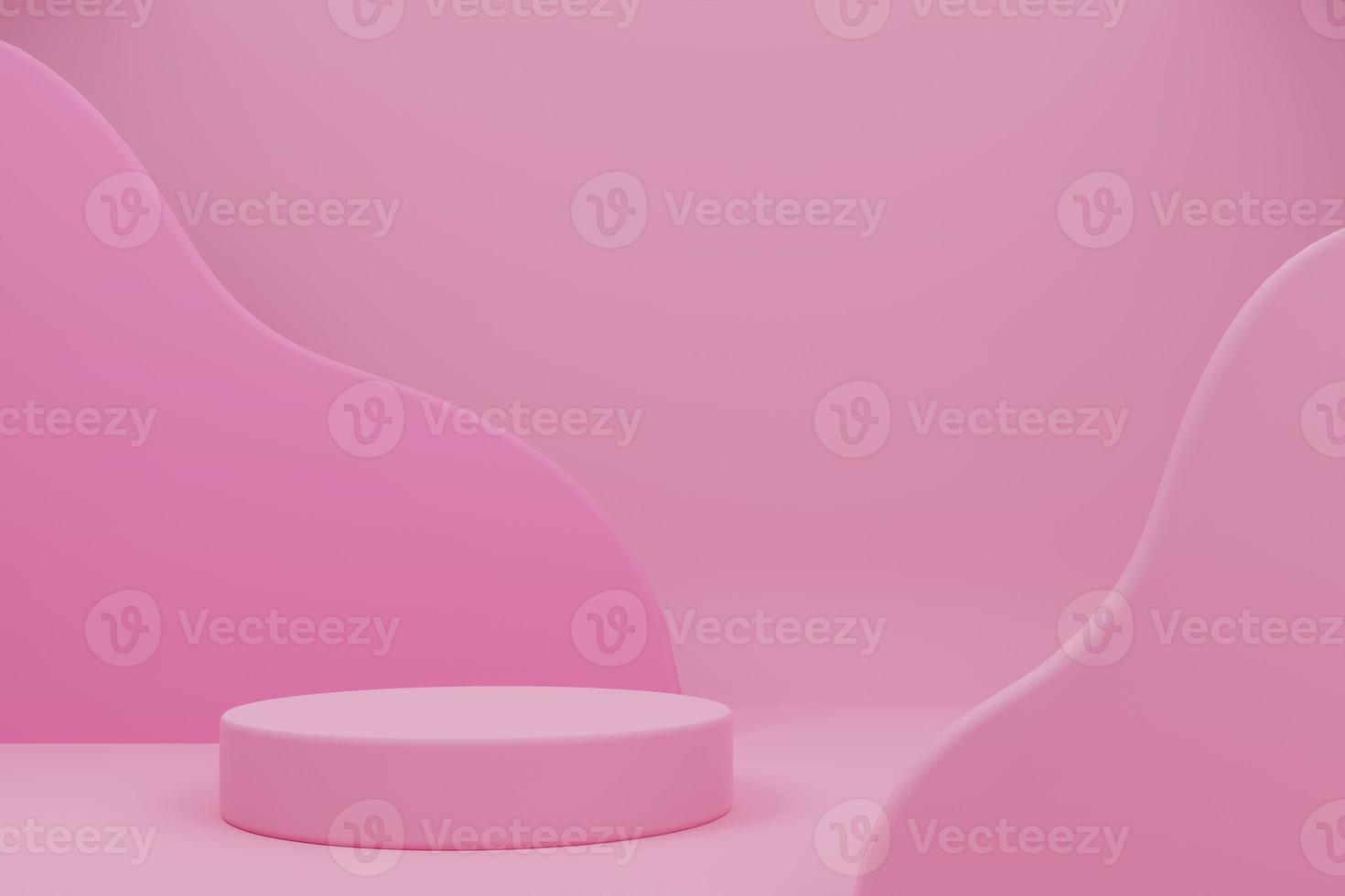 3D rendering illustration mock up scene with podium geometry shape. Abstract minimal design with empty space. Showcase, shopfront, display, presentation, template photo