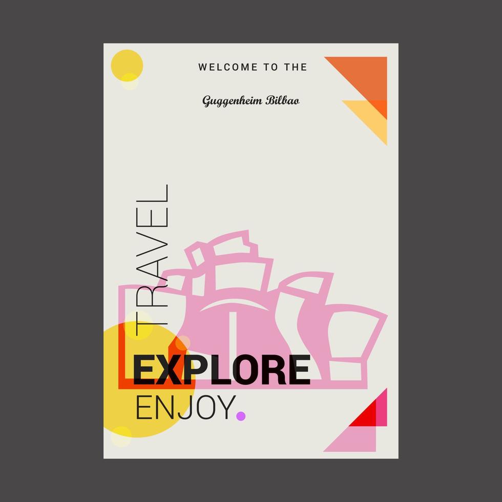 bienvenido al guggenheim bilbao españa explore travel enjoy poster template vector