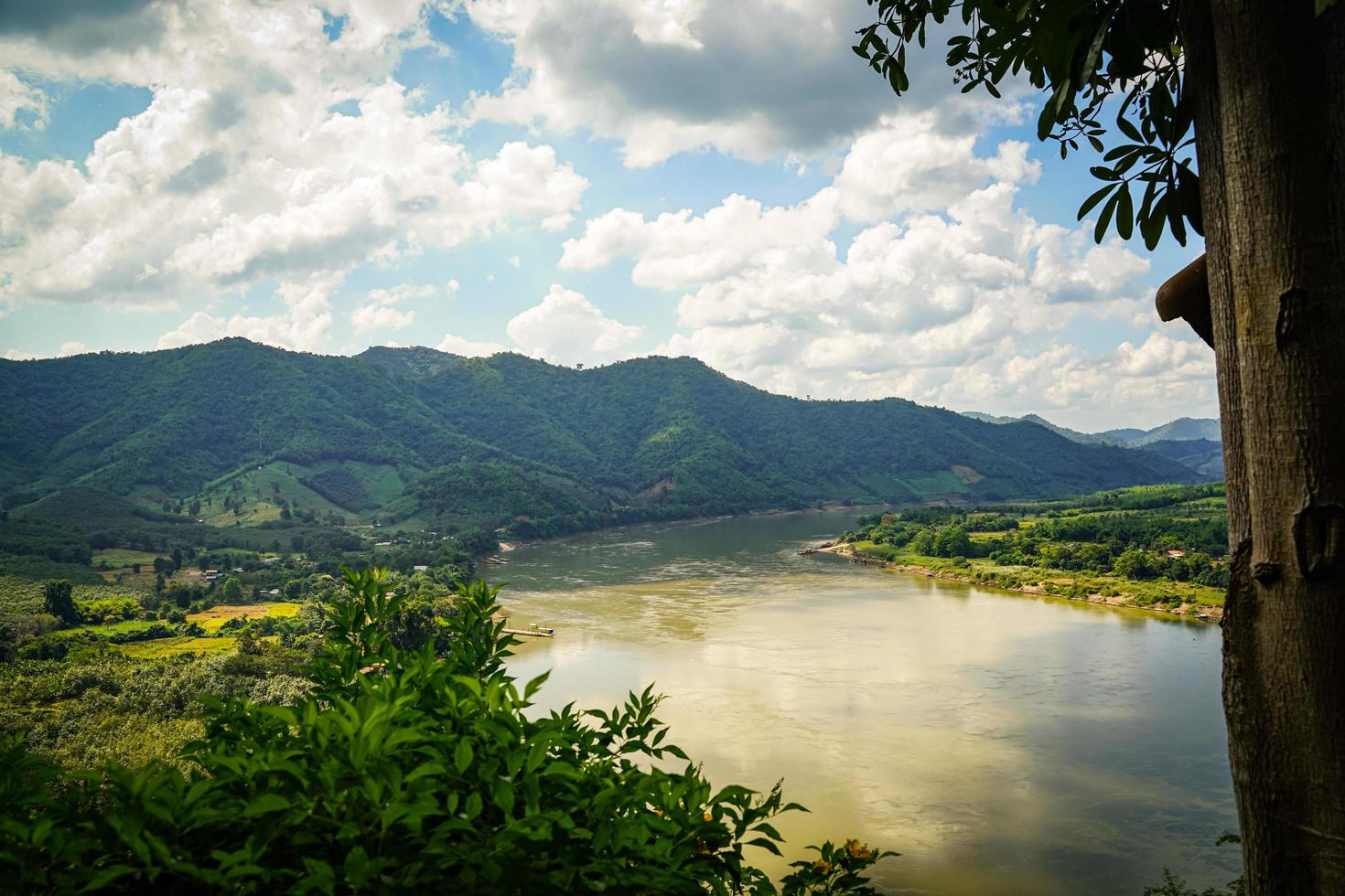 mountains and sky  In the quiet countryside on the banks of the Mekong River photo