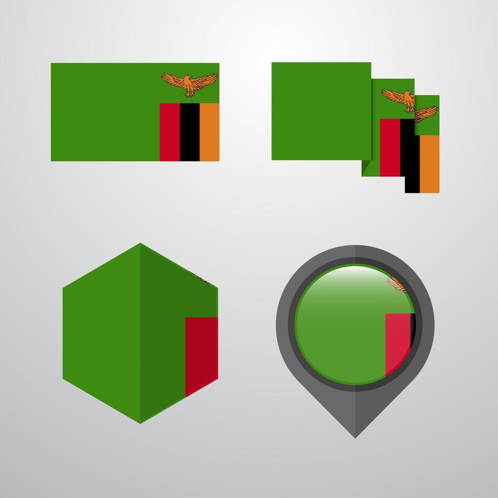 Zambia flag design set vector
