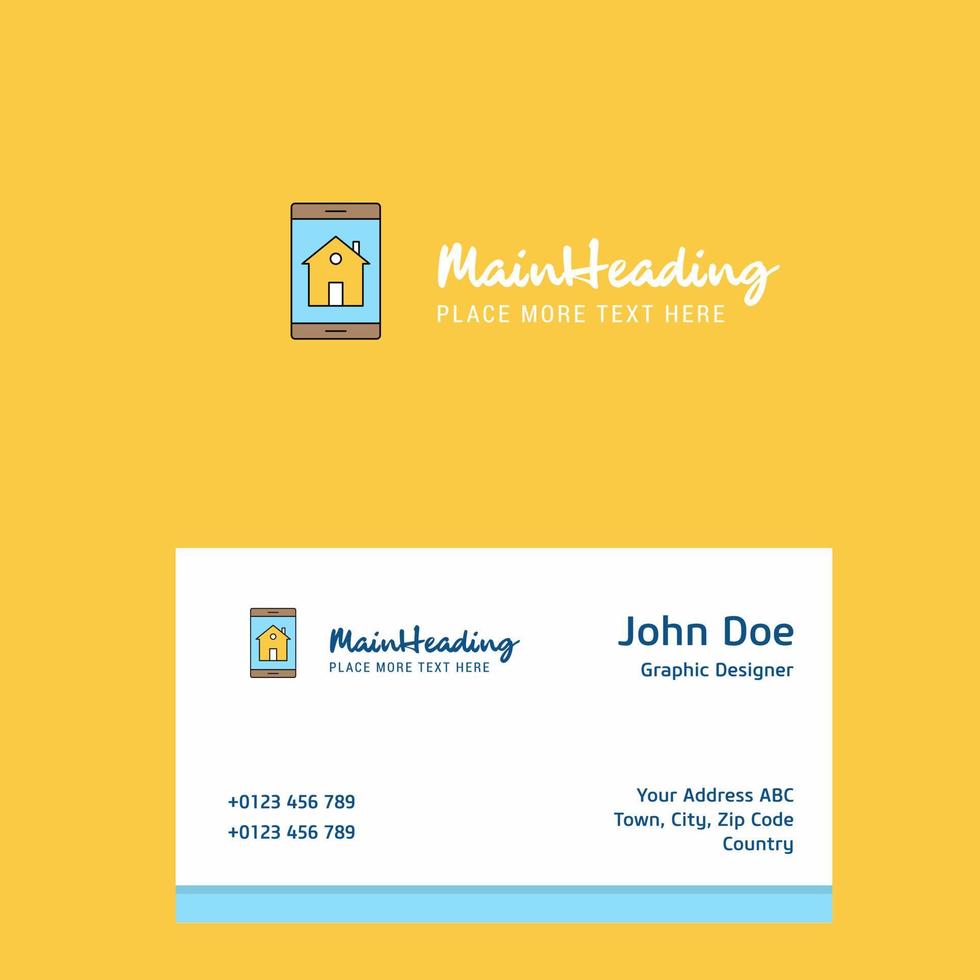 Real estate on phone logo Design with business card template Elegant corporate identity Vector