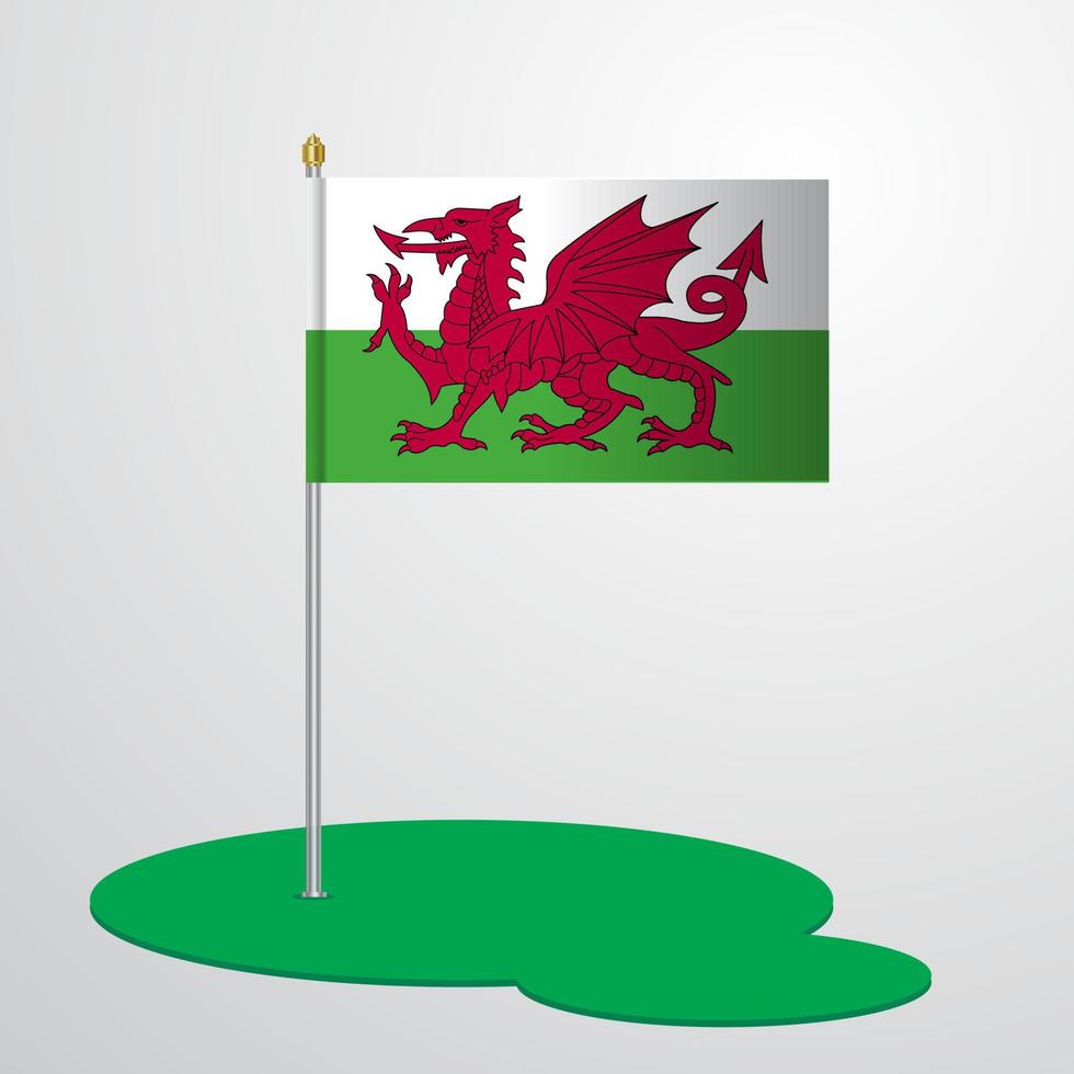 asta de la bandera de Gales vector