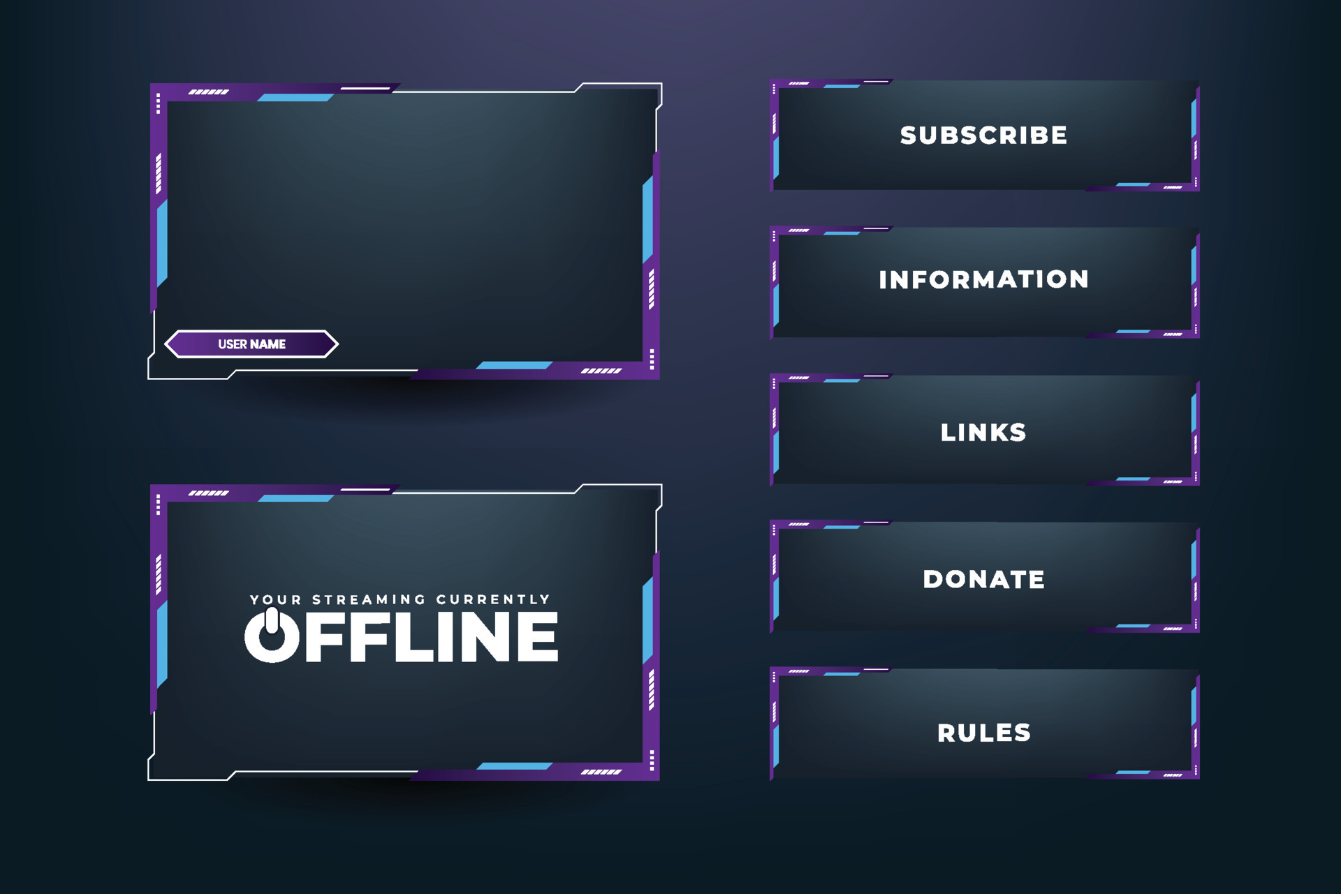 Gaming frame overlay design with creative shapes modern live streaming