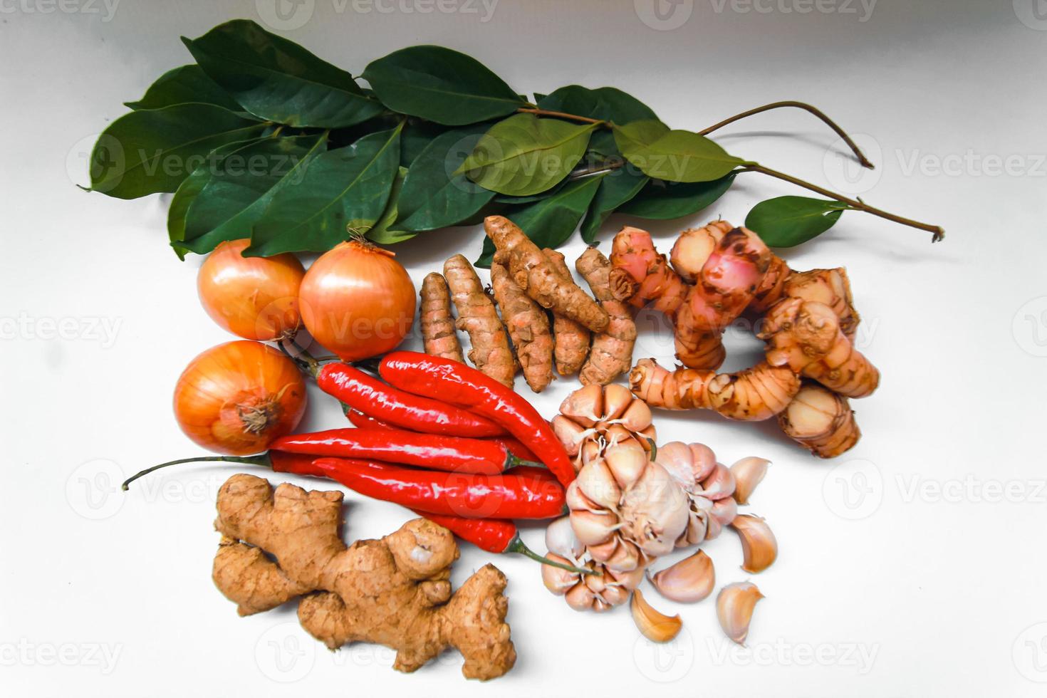 Collection of different vegetables isolated on white background. Various ingredients. photo