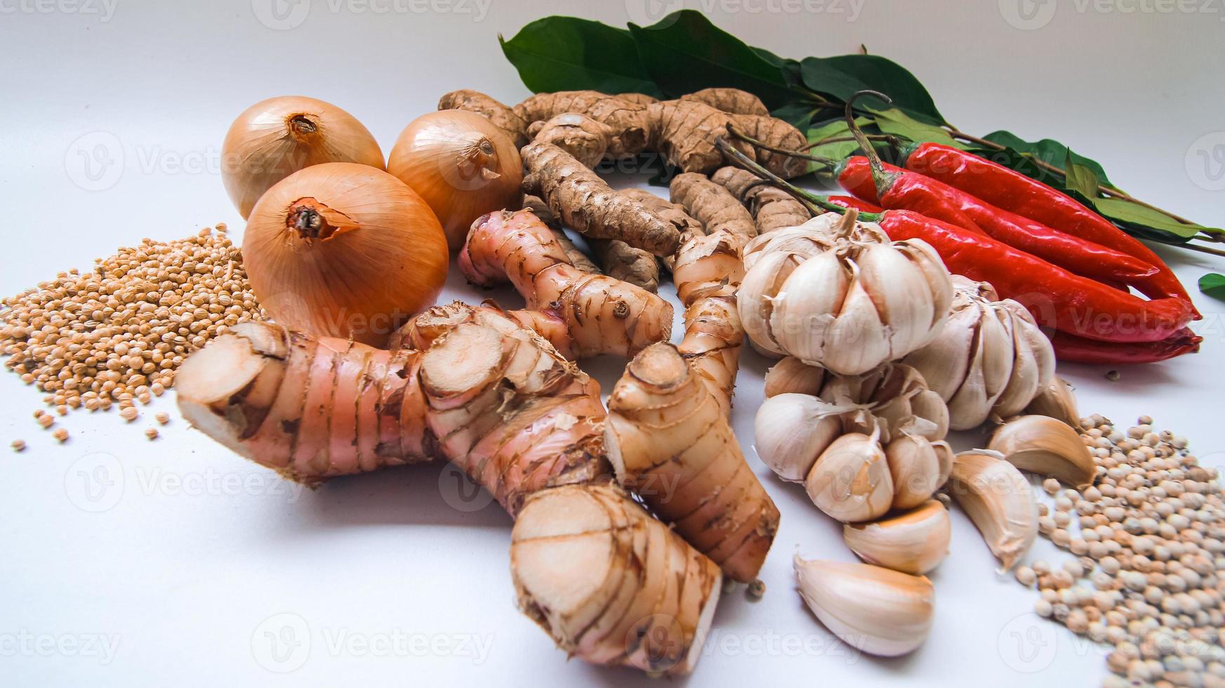 Collection of different vegetables isolated on white background. Various ingredients. photo