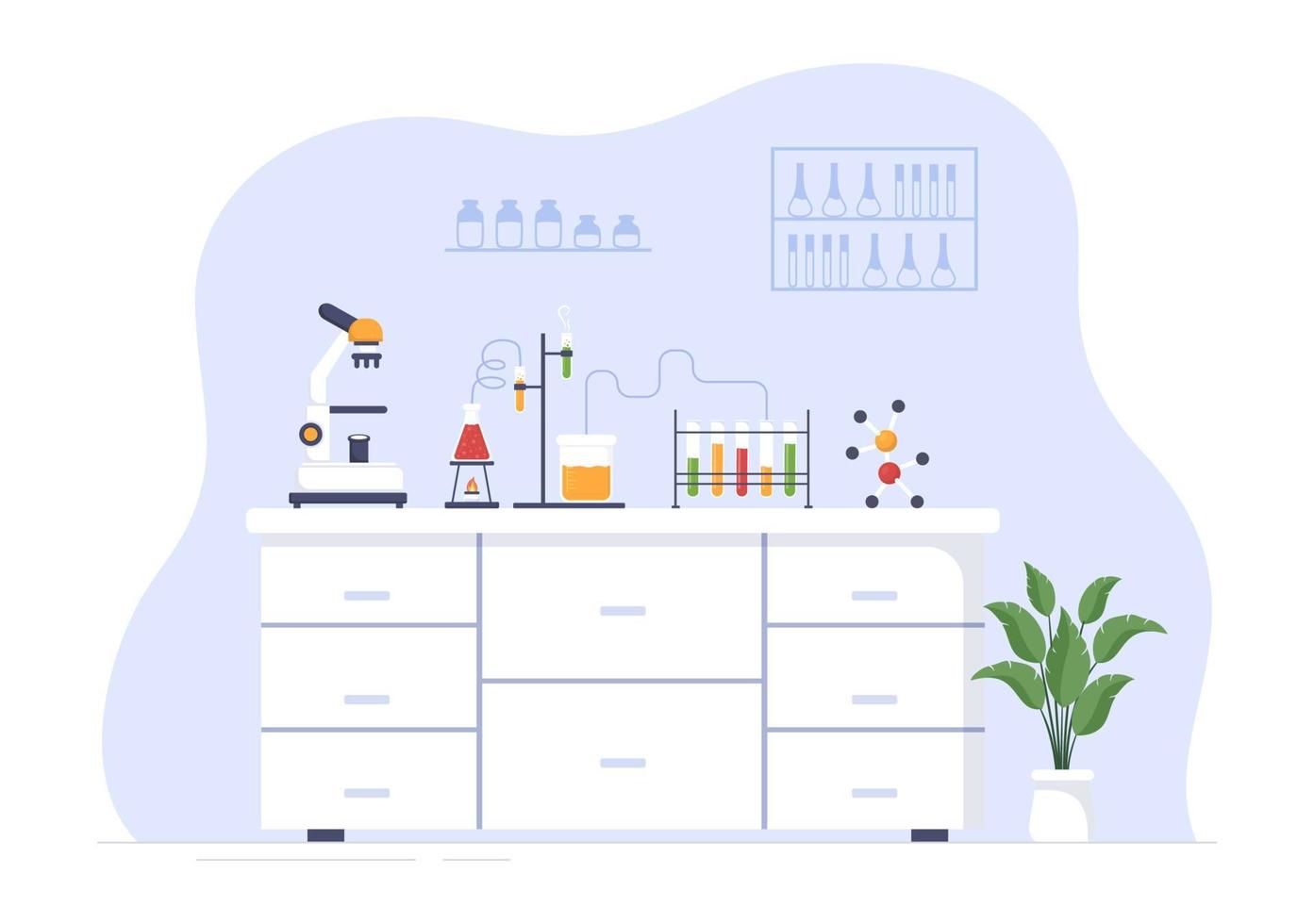 Laboratorium with Conducting Research Scientific, Experimentation and Measurement in a Lab in Flat Cartoon Hand Drawn Templates Illustration vector