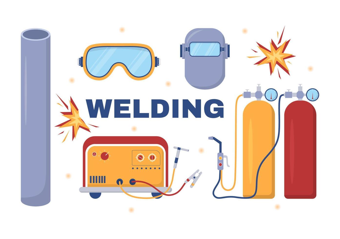 Welding Service with Professional Welder Job Weld Metal Structures, Pipe and Steel Construction in Flat Cartoon Hand Drawn Templates Illustration vector