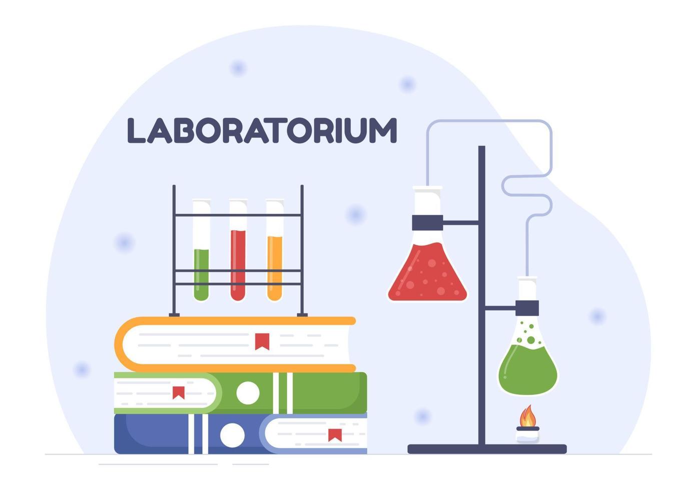 laboratorio con la realización de investigaciones científicas, experimentación y medición en un laboratorio en dibujos animados planos dibujados a mano ilustración de plantillas vector