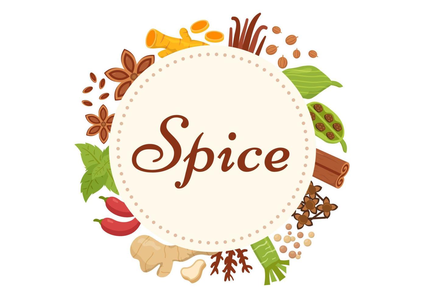 Spice Shop with Different Hot Spices, Condiment, Exotic Fresh Seasoning and Traditional Herbs in Flat Cartoon Hand Drawn Templates Illustration vector