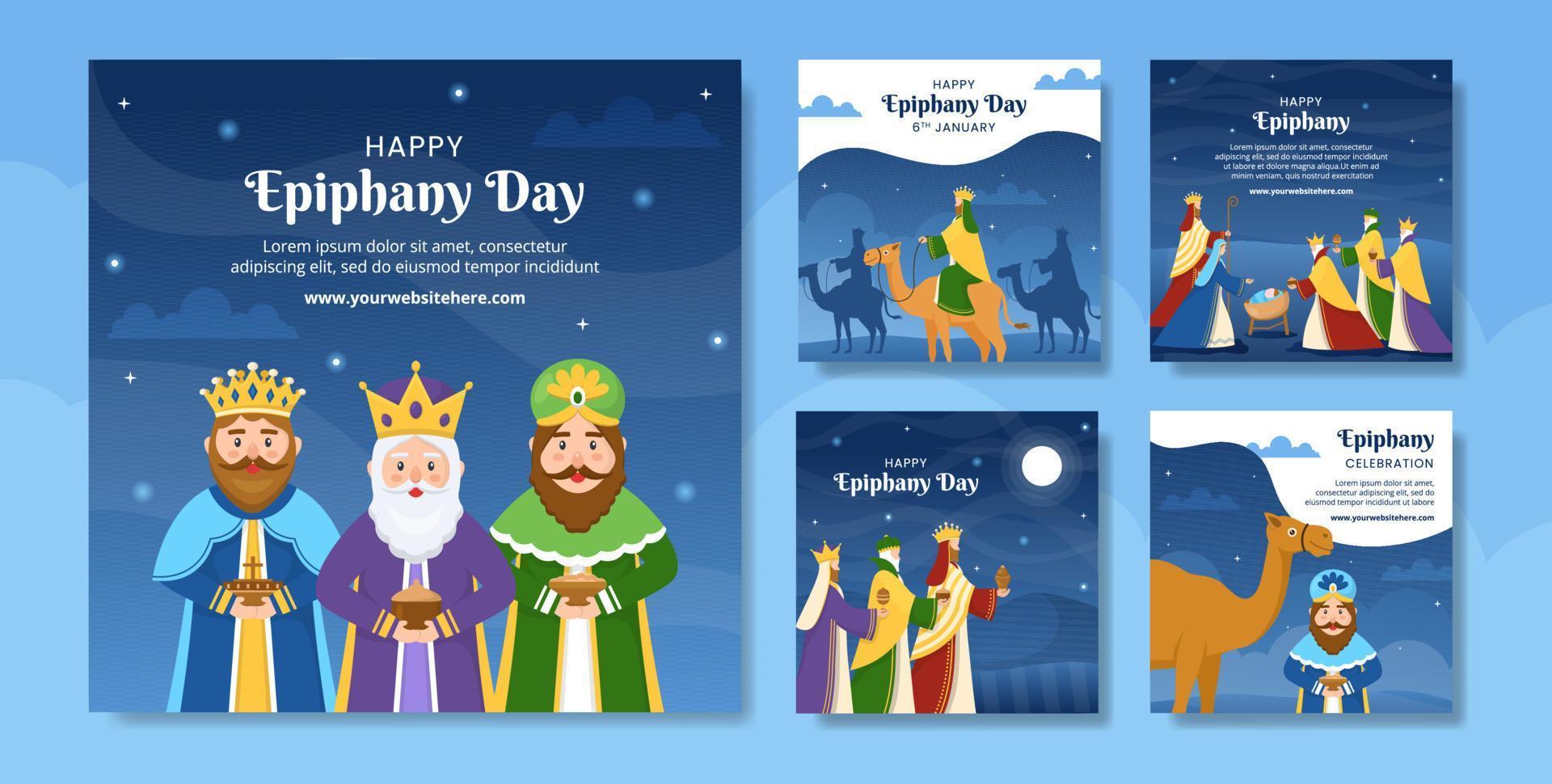 Happy Epiphany Day Social Media Post Flat Cartoon Hand Drawn Templates Illustration vector