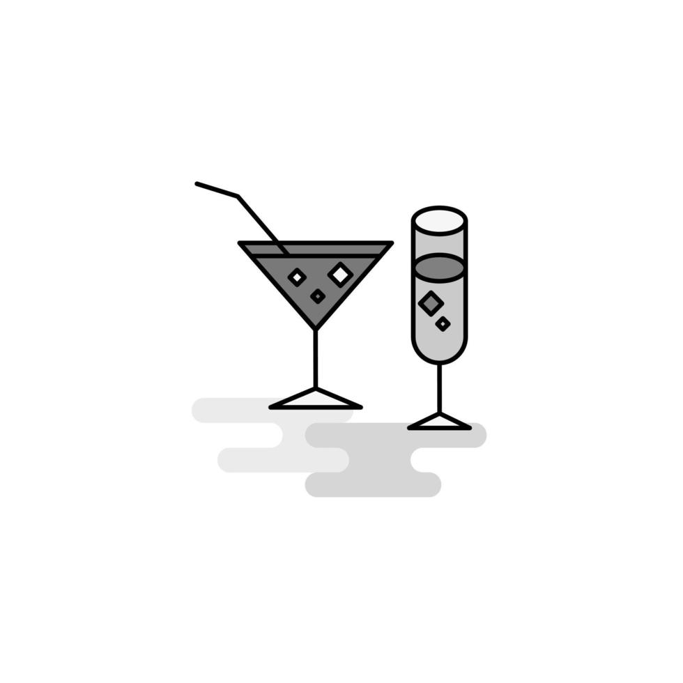 Drinks Web Icon Flat Line Filled Gray Icon Vector