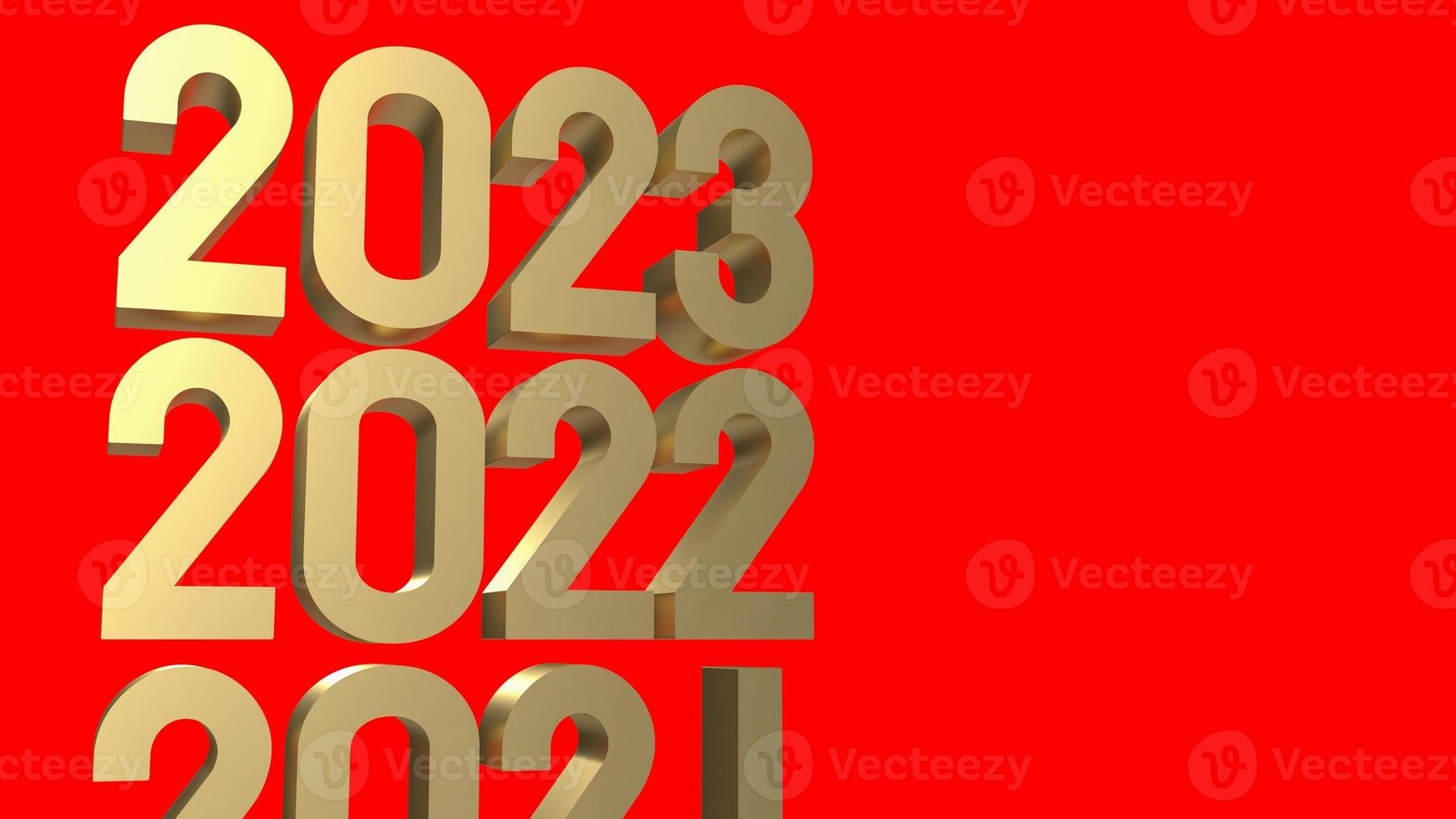 The gold number 2023 on red background  3d rendering photo