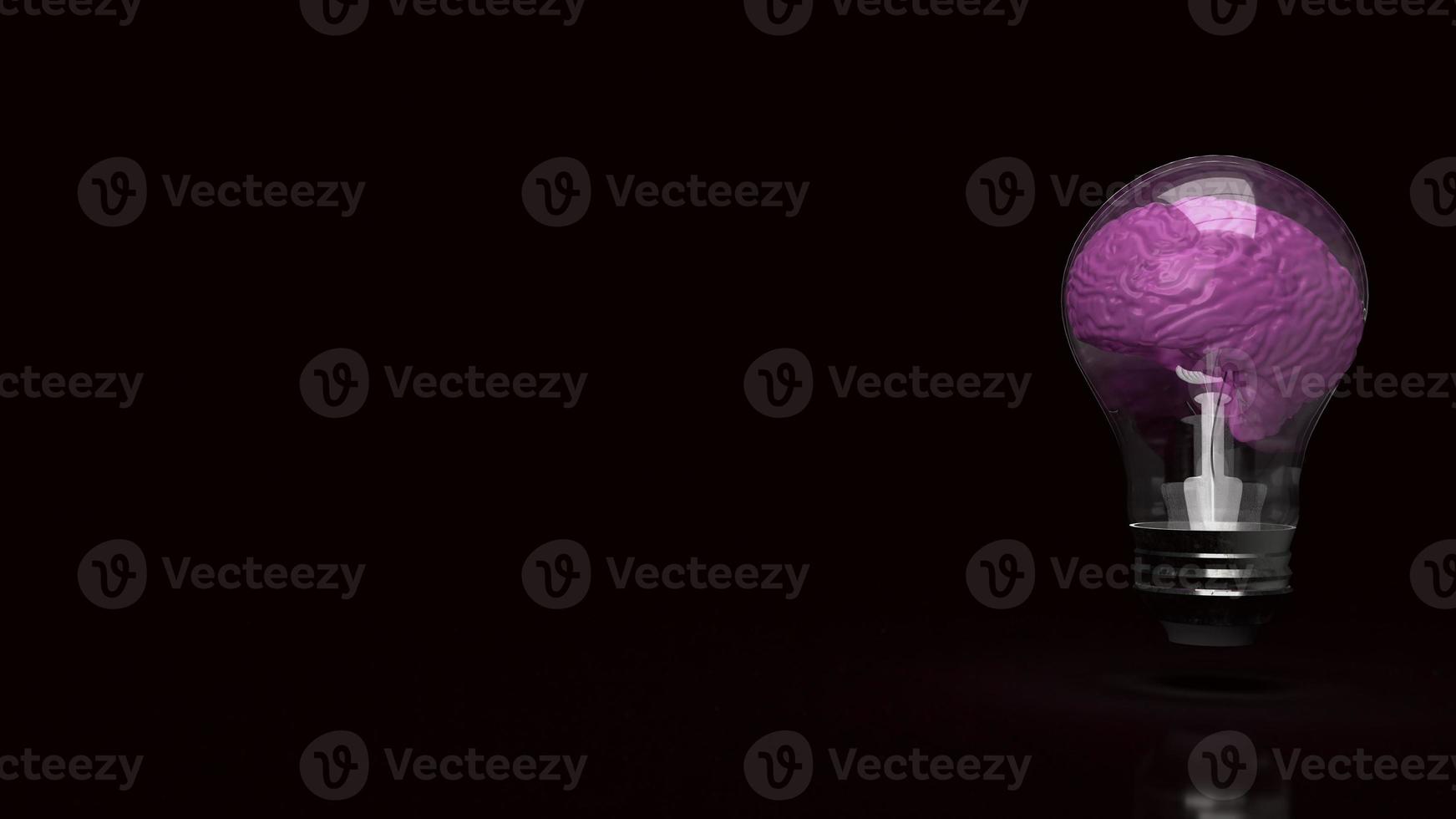 The lightbulb brain on black background  3d rendering photo