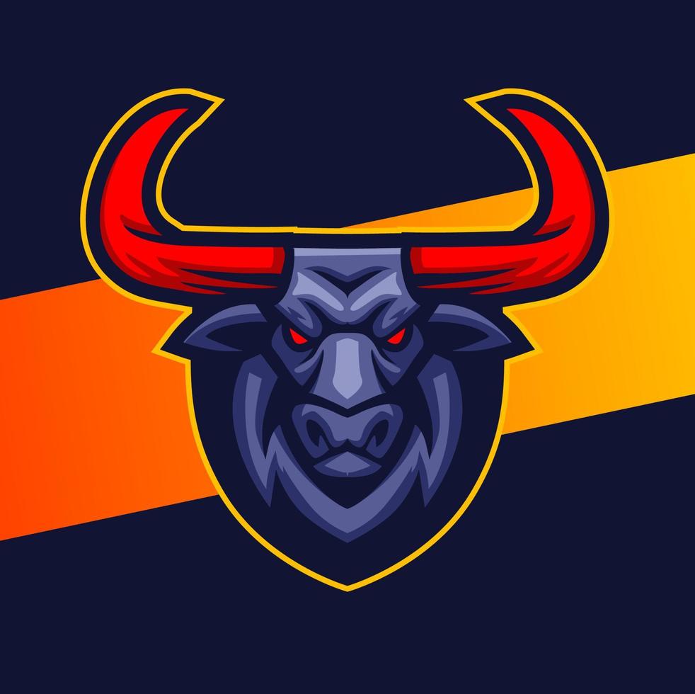 diseño de mascota con logo de cabeza de toro con cuerno grande para diseño deportivo o de juegos vector