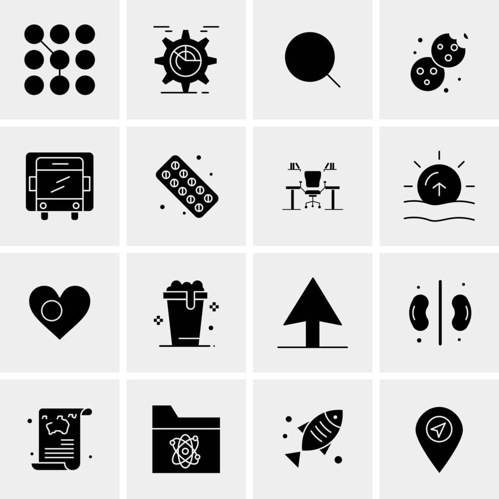 16 iconos de negocios universales vector ilustración de icono creativo para usar en proyectos relacionados con la web y dispositivos móviles