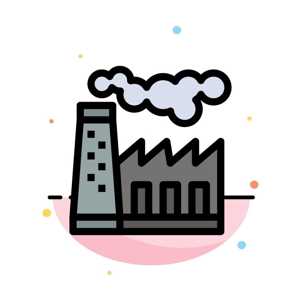 Factory Pollution Production Smoke Abstract Flat Color Icon Template vector