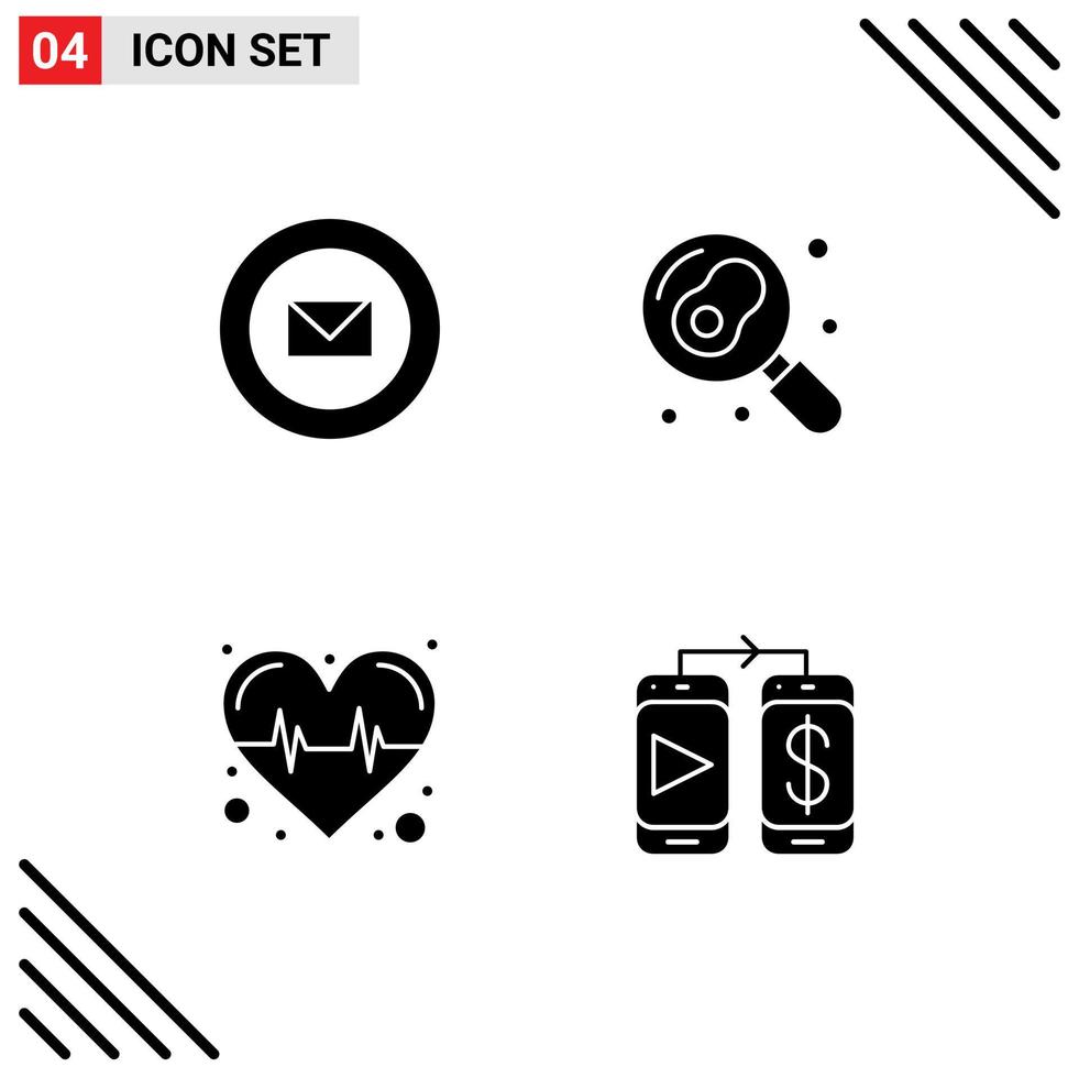 Universal Solid Glyphs Set for Web and Mobile Applications mail heart stamps pan mobile Editable Vector Design Elements