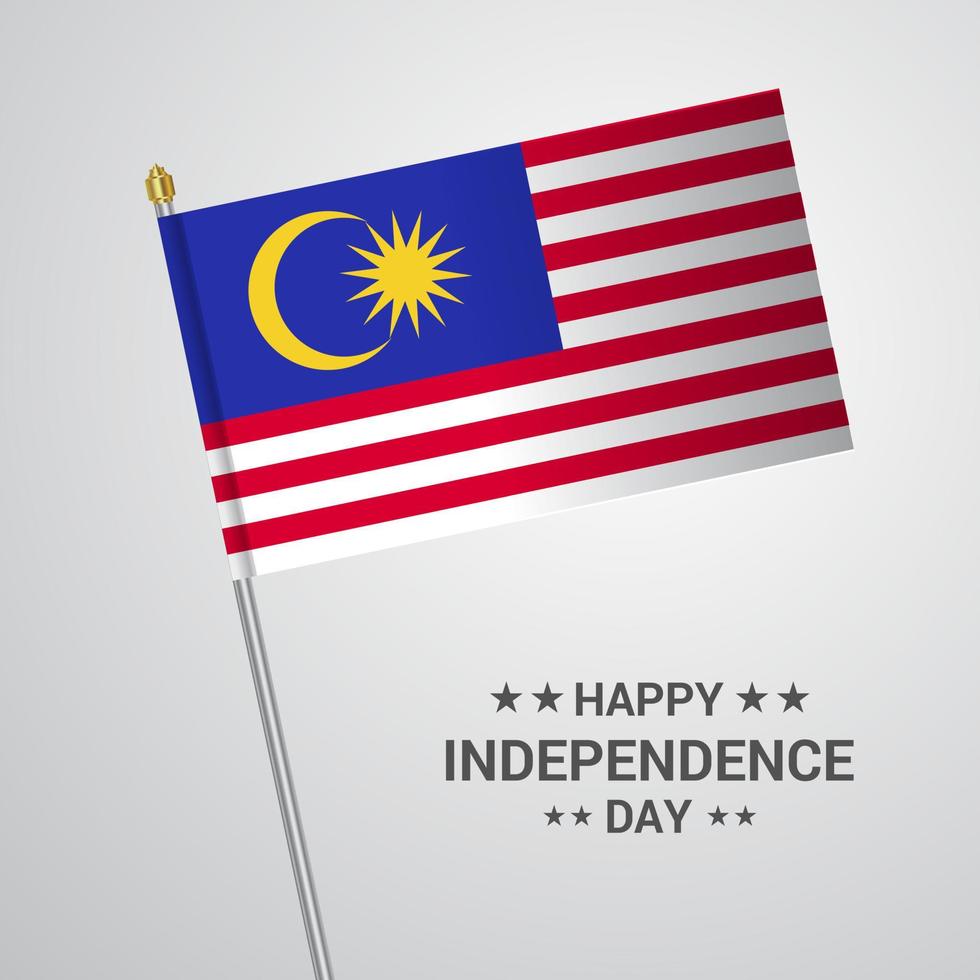 Malaysia Independence day typographic design with flag vector