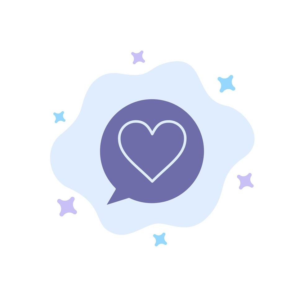 Chat Love Heart Blue Icon on Abstract Cloud Background vector