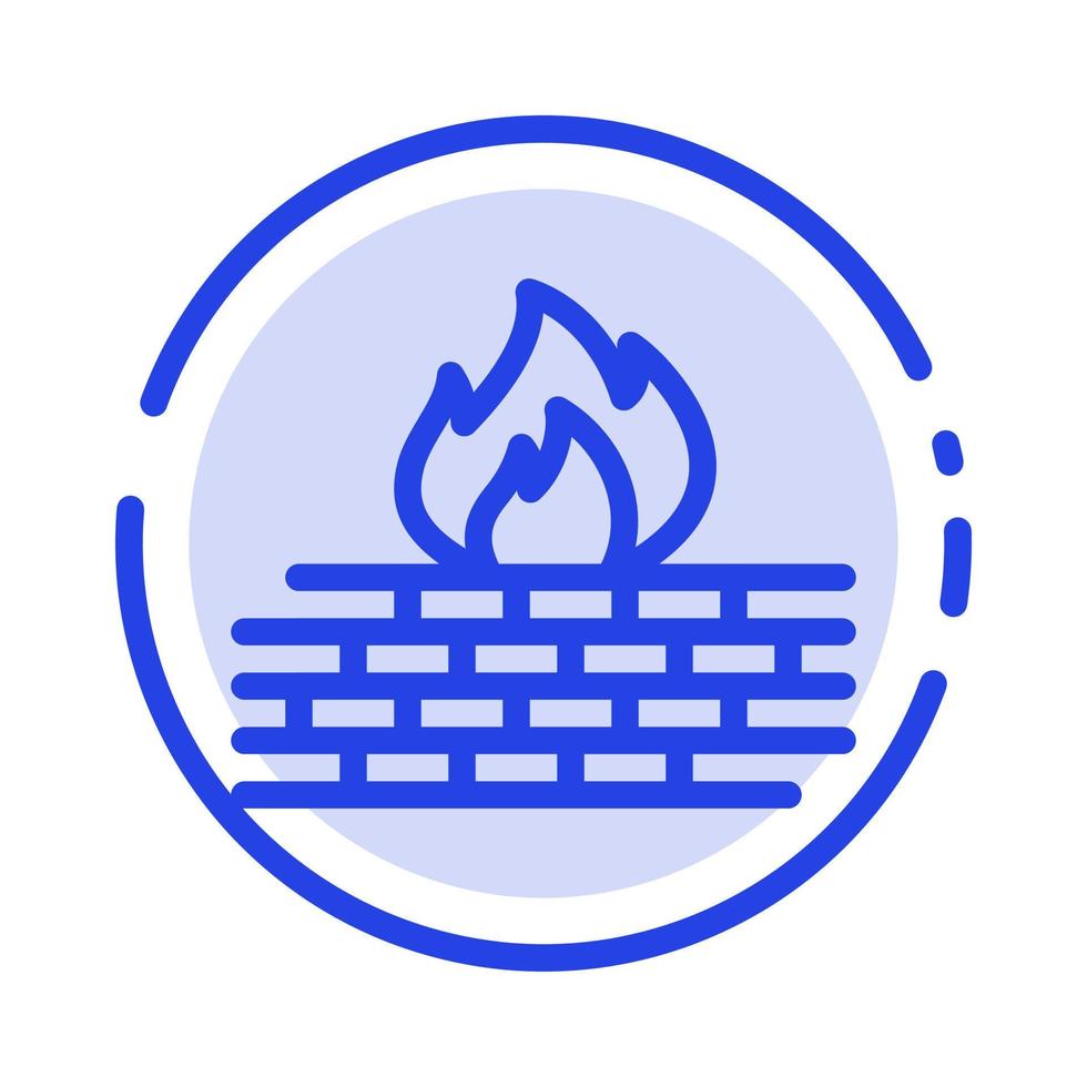 Antivirus Computer Firewall Network Security Blue Dotted Line Line Icon vector