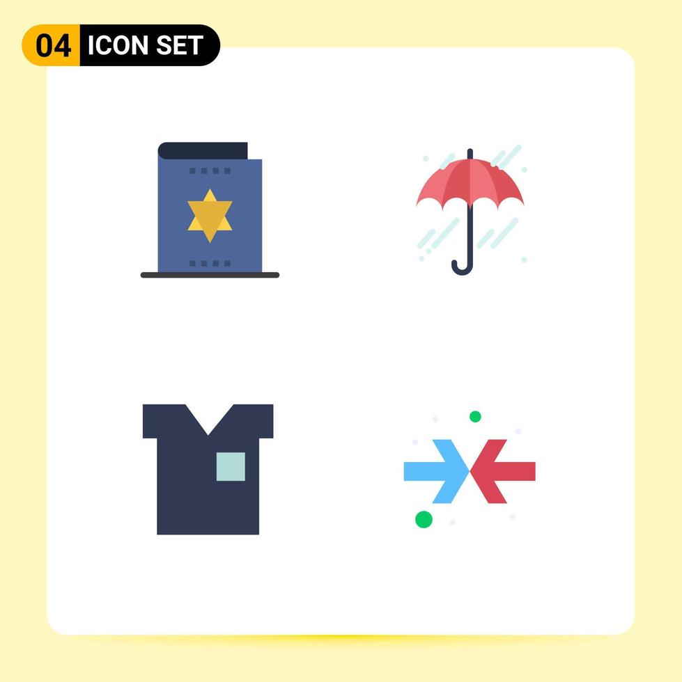 Mobile Interface Flat Icon Set of 4 Pictograms of halloween clothing magic book weather shirt Editable Vector Design Elements