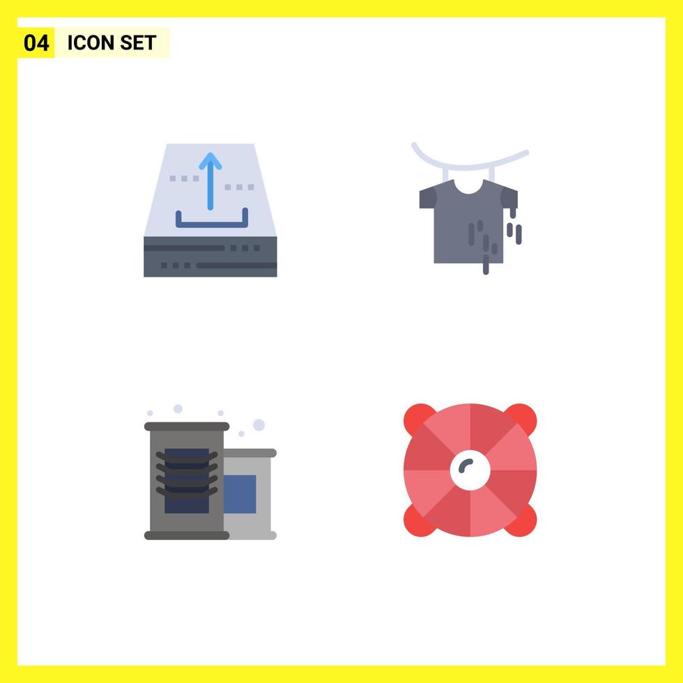 Pictogram Set of 4 Simple Flat Icons of archive supermarket office drying beach Editable Vector Design Elements