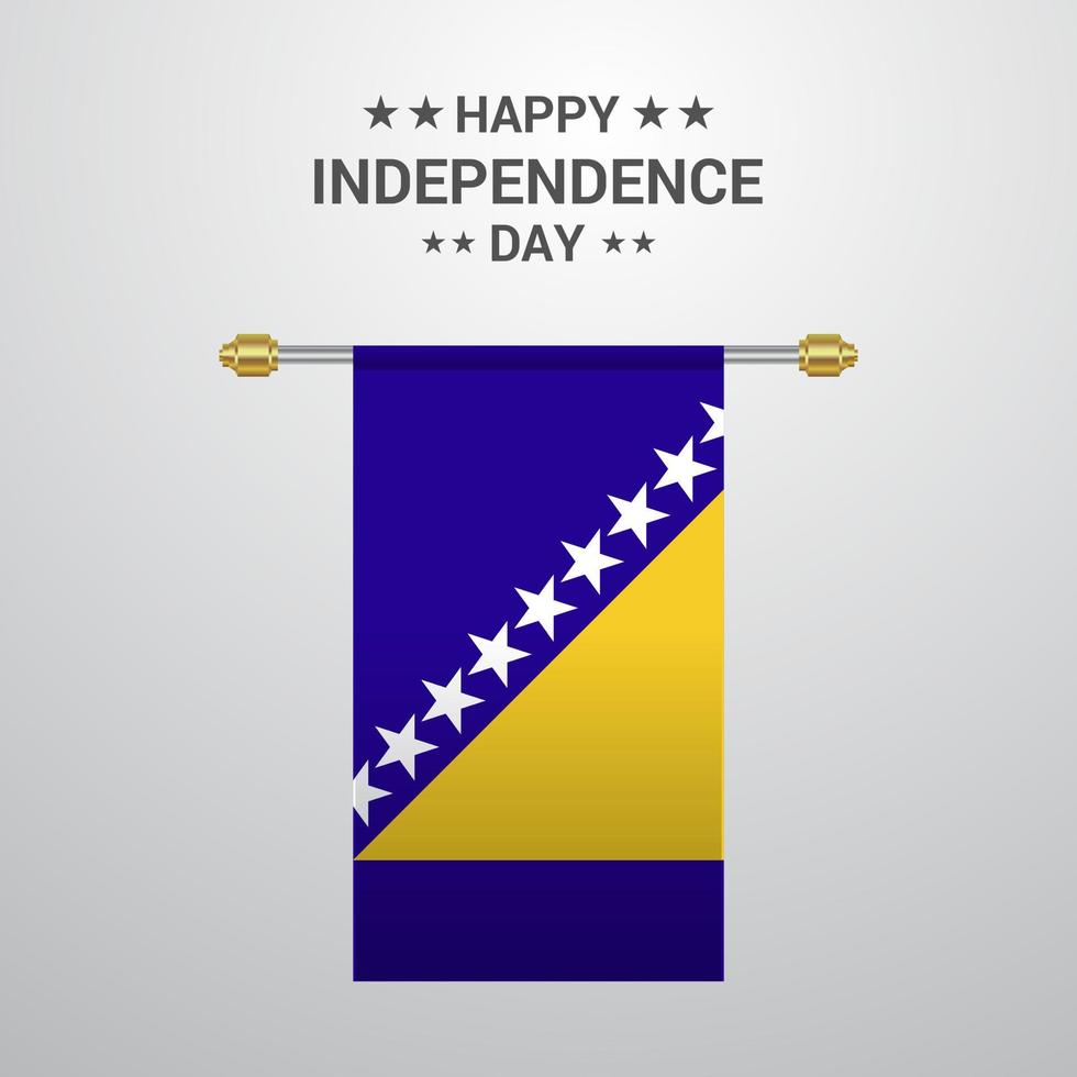 Bosnia and Herzegovina Independence day hanging flag background vector