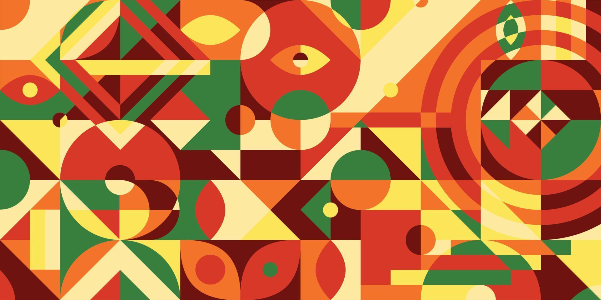mosaico patrón geométrico diseño abstracto vector rojo naranja verde y amarillo cabina de color se utiliza para cubrir fondo eps10
