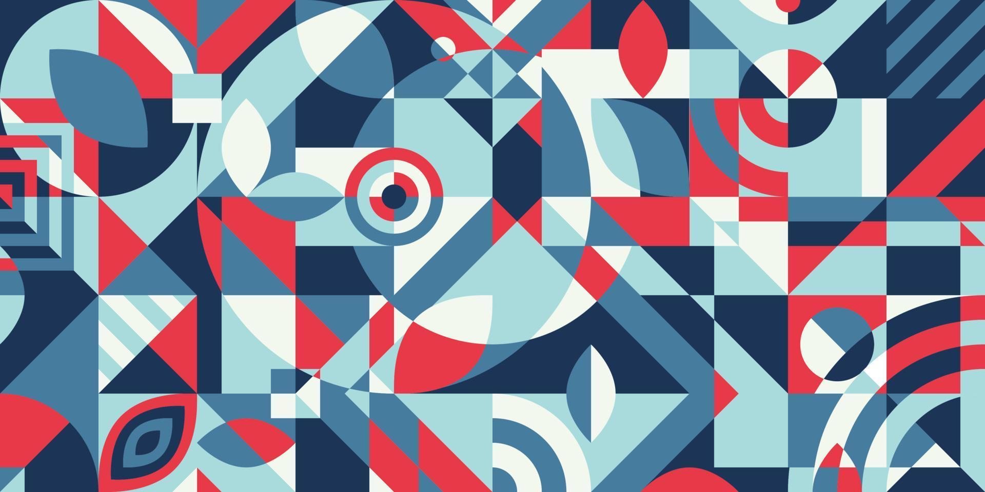 abstract mosaic geometric pattern design blue red and white color can be used for cover EPS10 vector