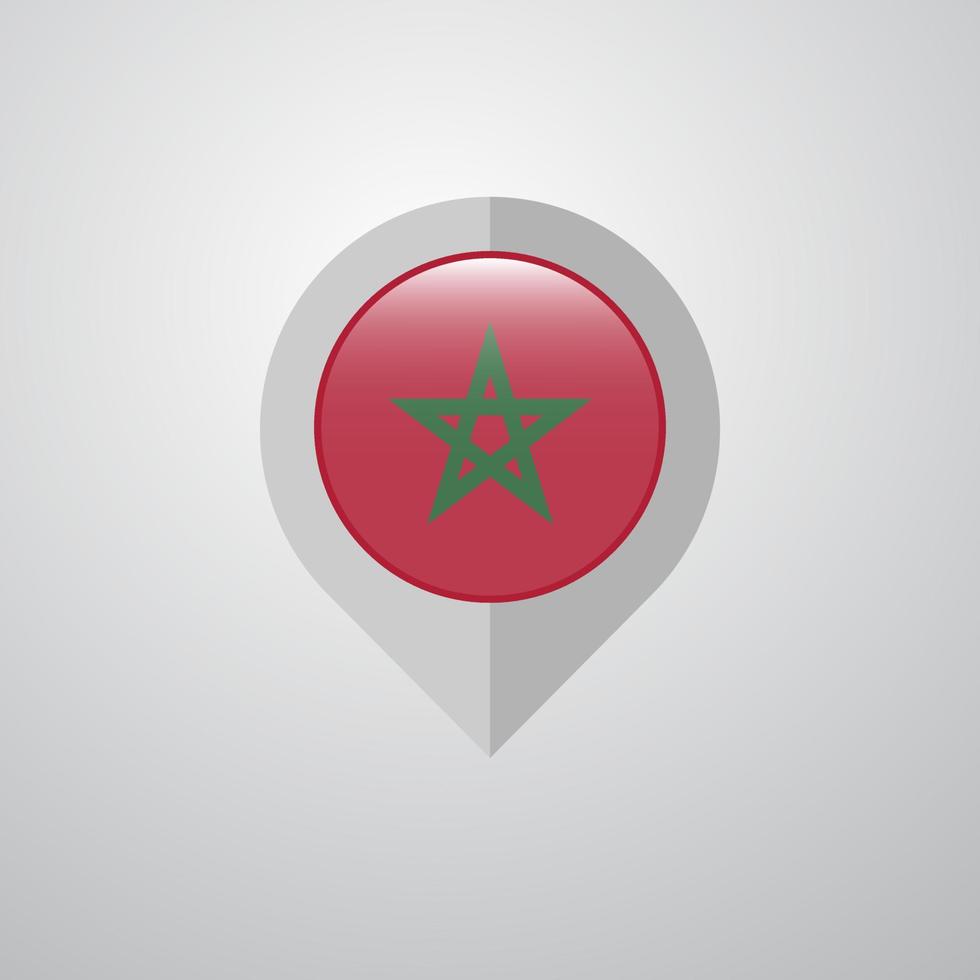 puntero de navegación de mapa con vector de diseño de bandera de marruecos