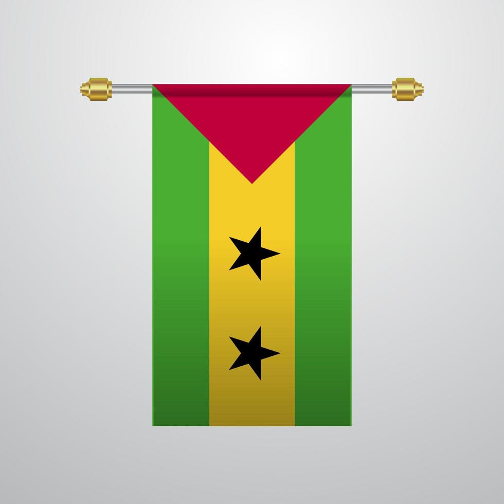 Sao Tome and Principe hanging Flag vector