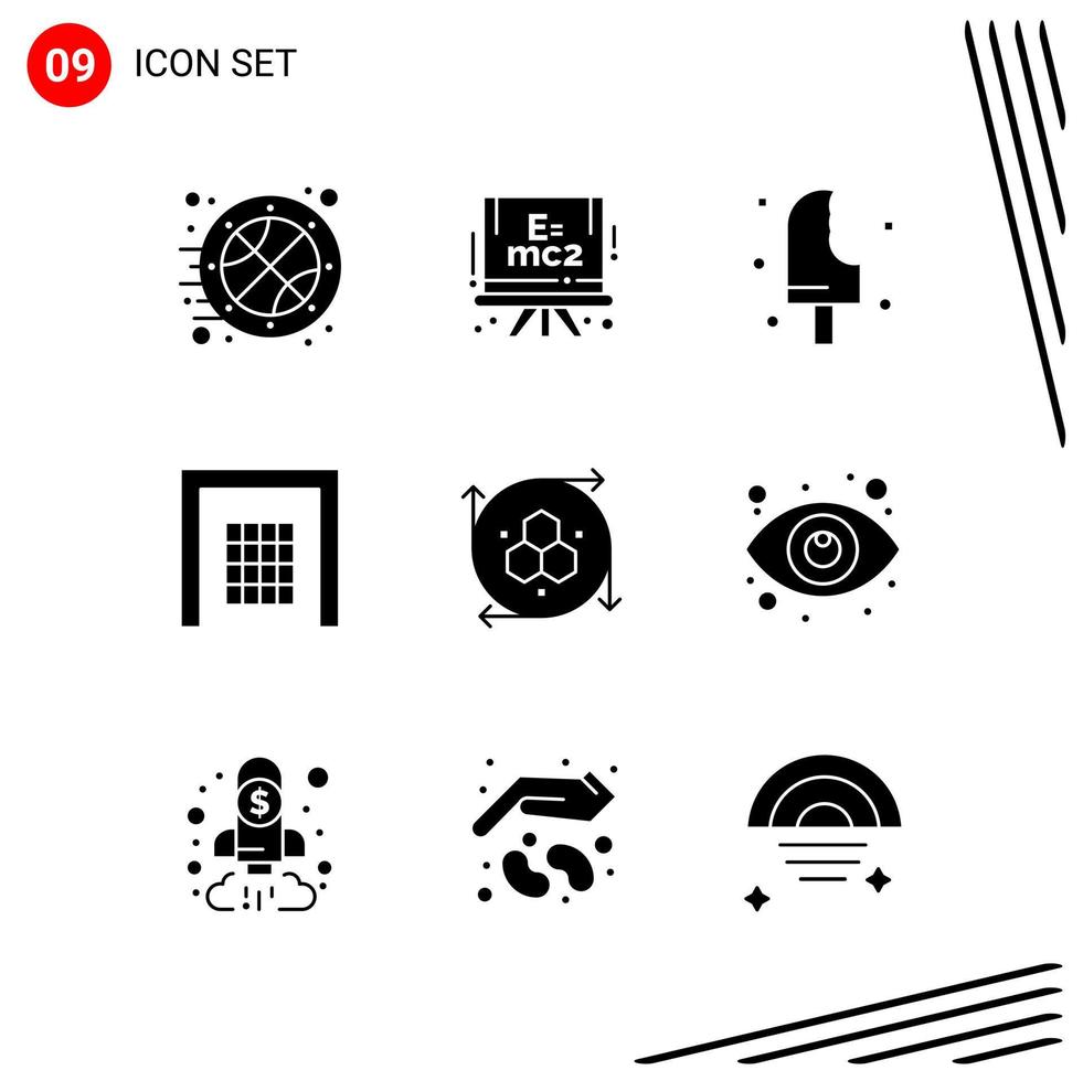 Collection of 9 Vector Icons in solid style Pixle Perfect Glyph Symbols for Web and Mobile Solid Icon Signs on White Background 9 Icons Creative Black Icon vector background