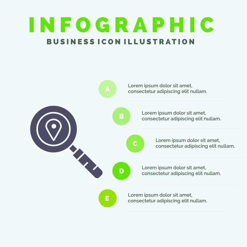 Map Location Search Navigation Solid Icon Infographics 5 Steps Presentation Background vector