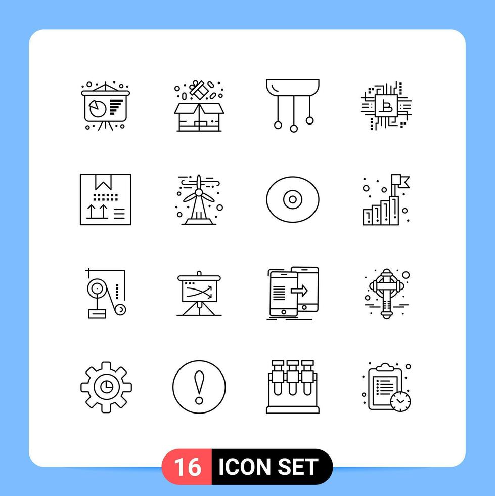 Pack of 16 creative Outlines of coding fintech decorations finance fintech industry Editable Vector Design Elements