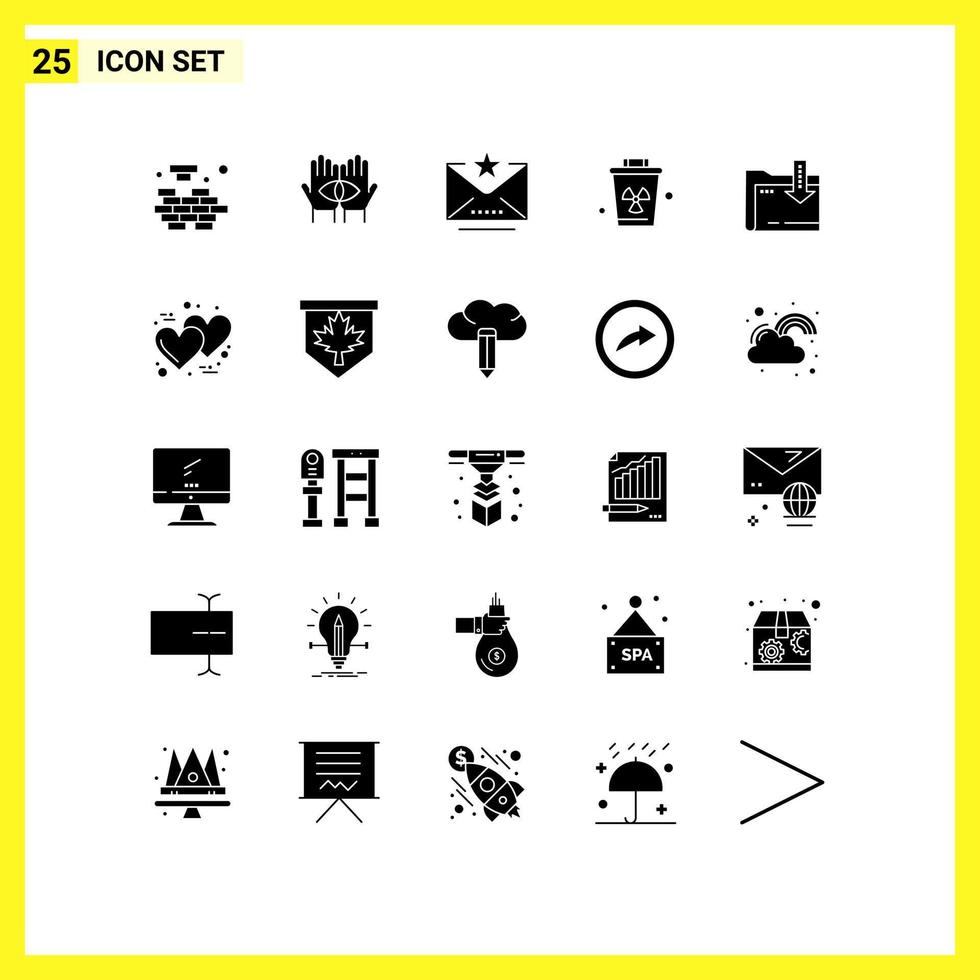 25 Solid Glyph concept for Websites Mobile and Apps folder pollution occult garbage star Editable Vector Design Elements