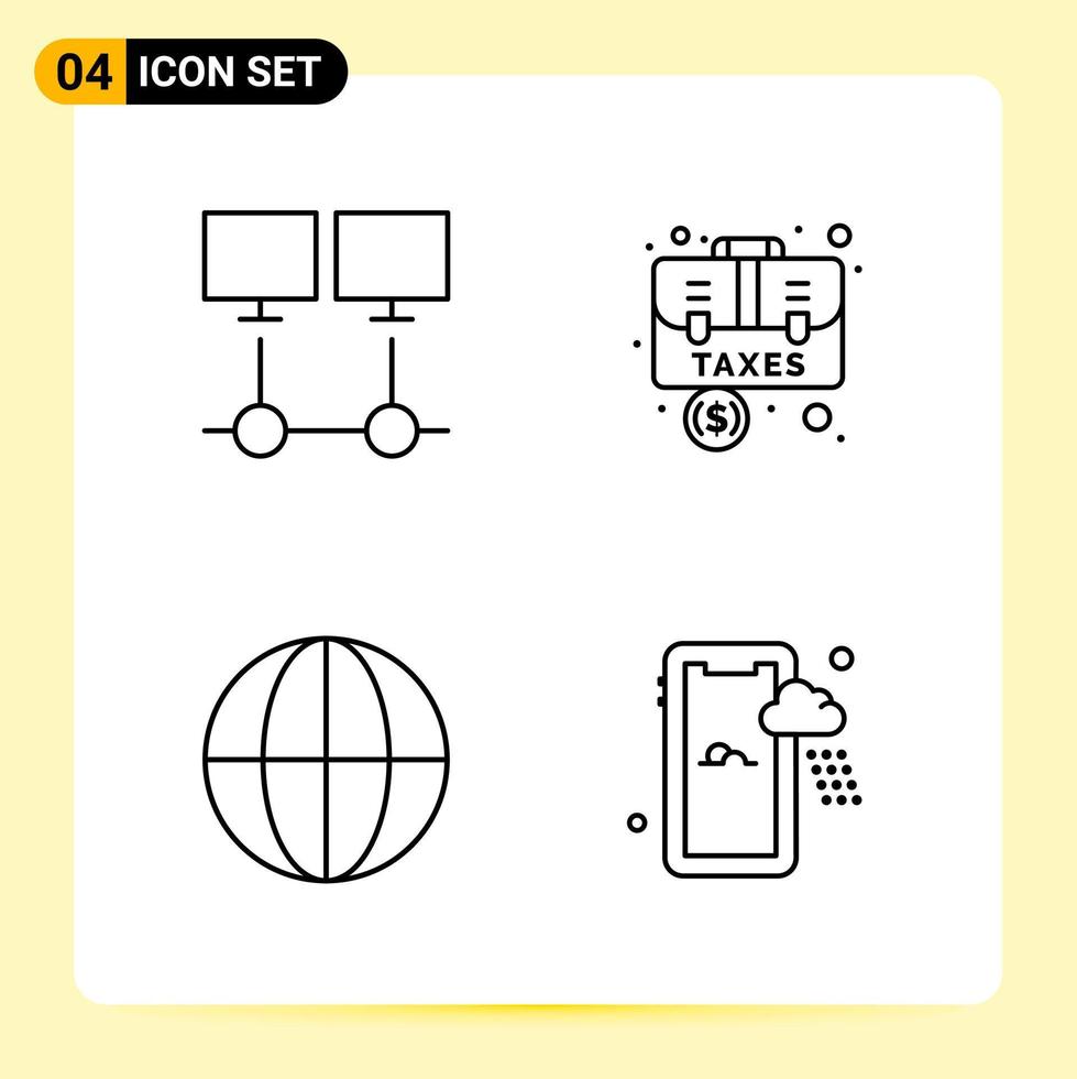 4 Creative Icons for Modern website design and responsive mobile apps 4 Outline Symbols Signs on White Background 4 Icon Pack Creative Black Icon vector background