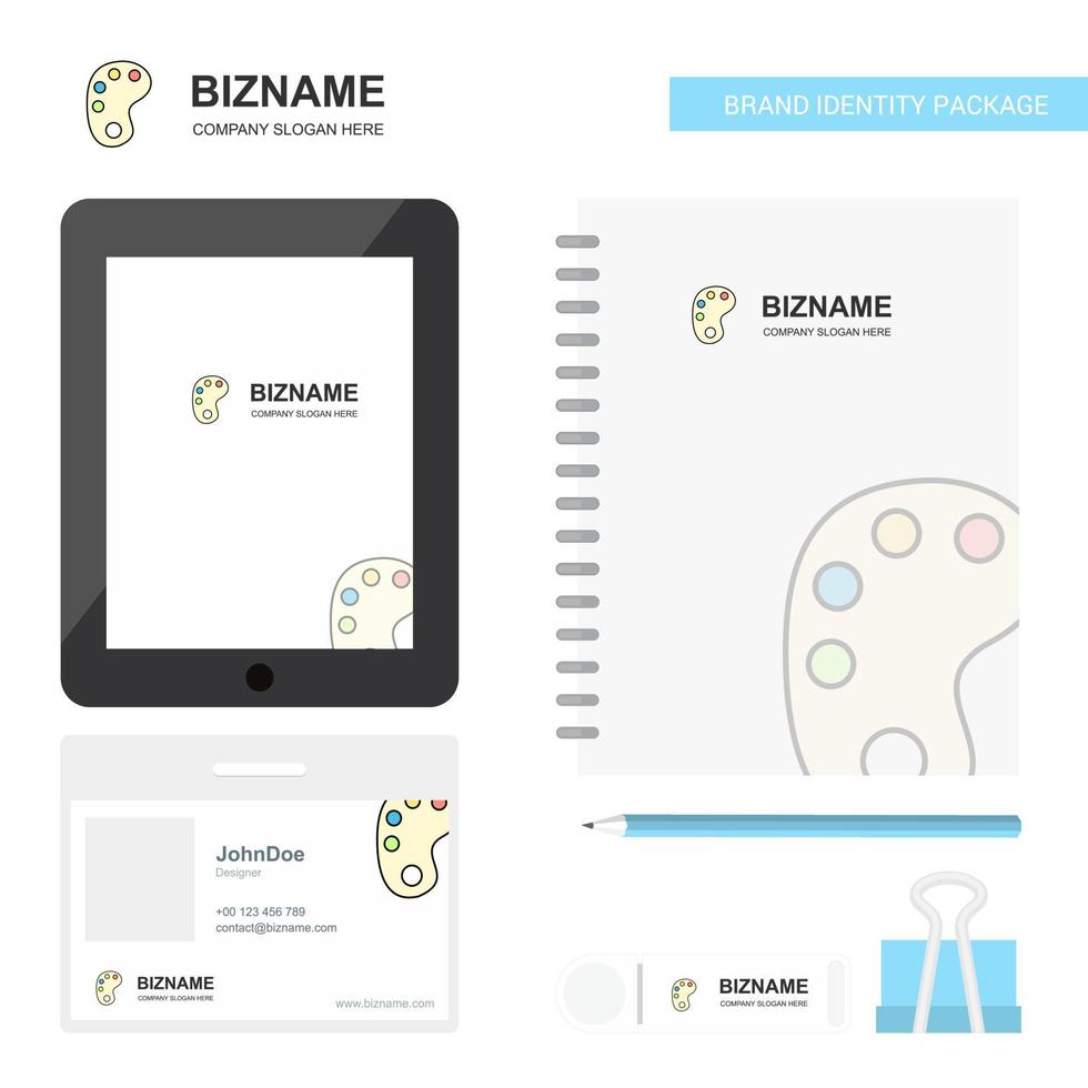 Paint tray Business Logo Tab App Diary PVC Employee Card and USB Brand Stationary Package Design Vector Template