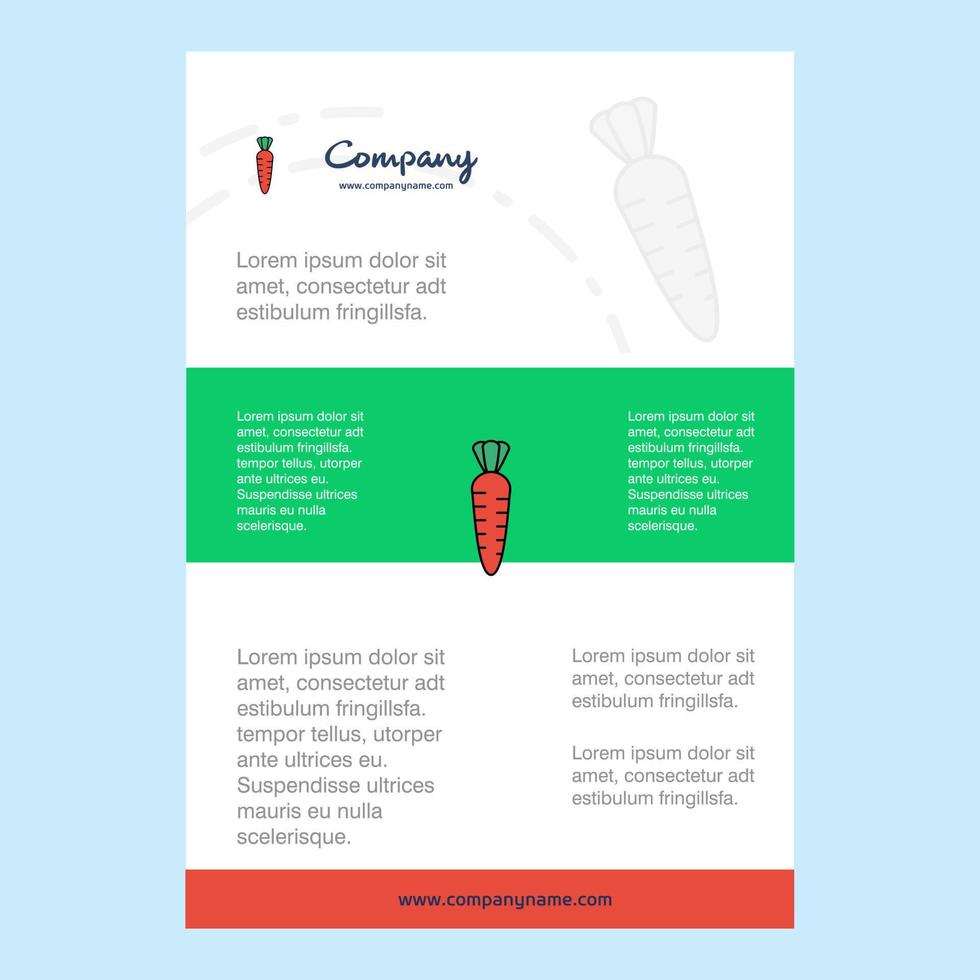 diseño de plantilla para el perfil de la compañía de zanahoria presentaciones de informes anuales folleto folleto antecedentes vectoriales vector