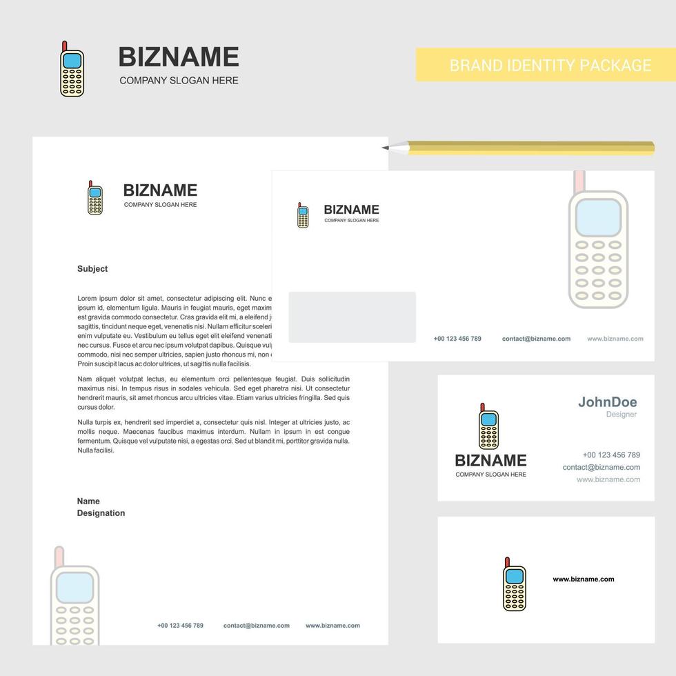 Mobile phone Business Letterhead Envelope and visiting Card Design vector template