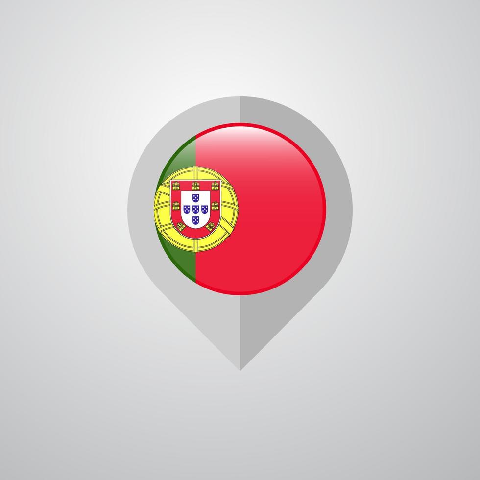 puntero de navegación de mapa con vector de diseño de bandera de portugal