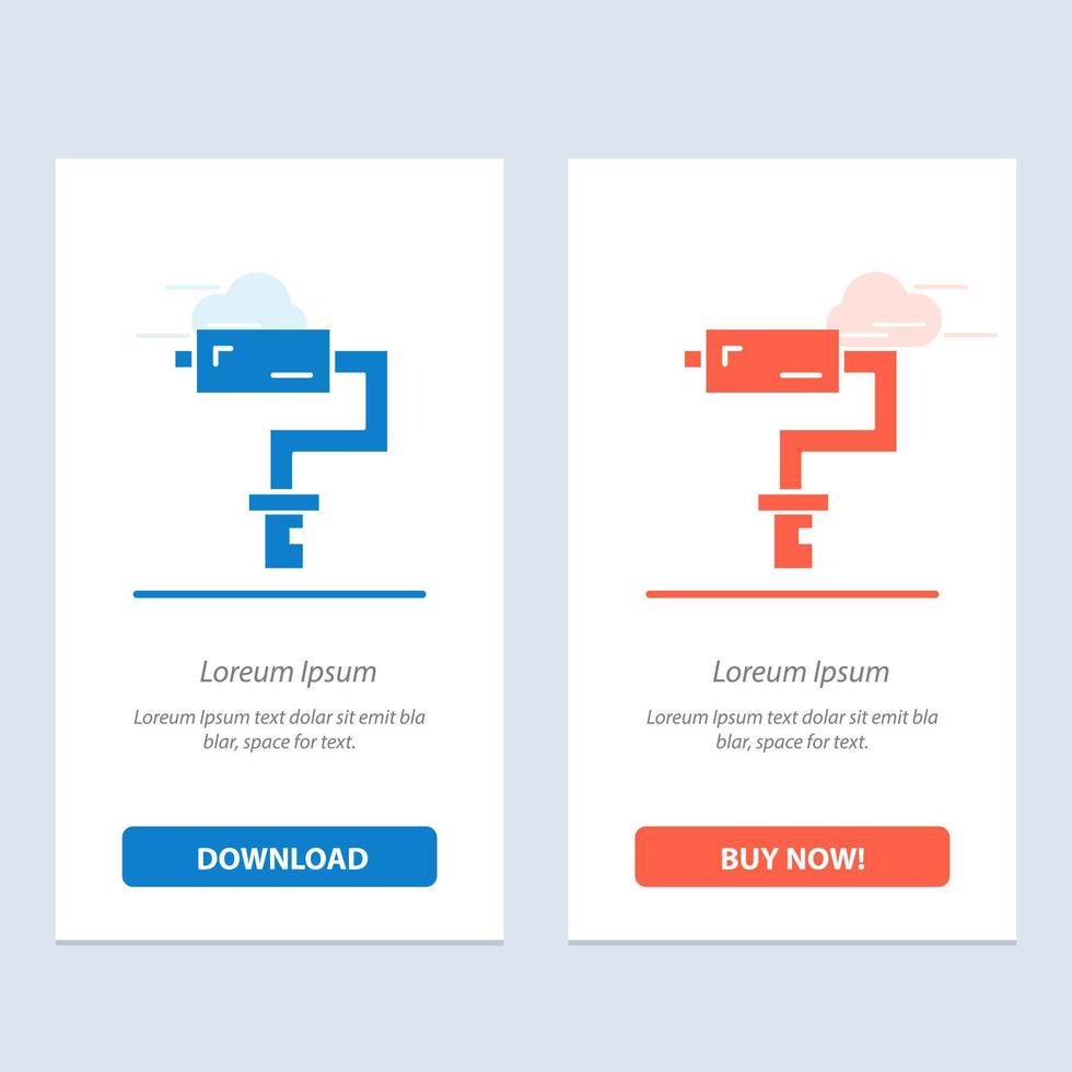 Paint Roller Brush Painter Tool  Blue and Red Download and Buy Now web Widget Card Template vector