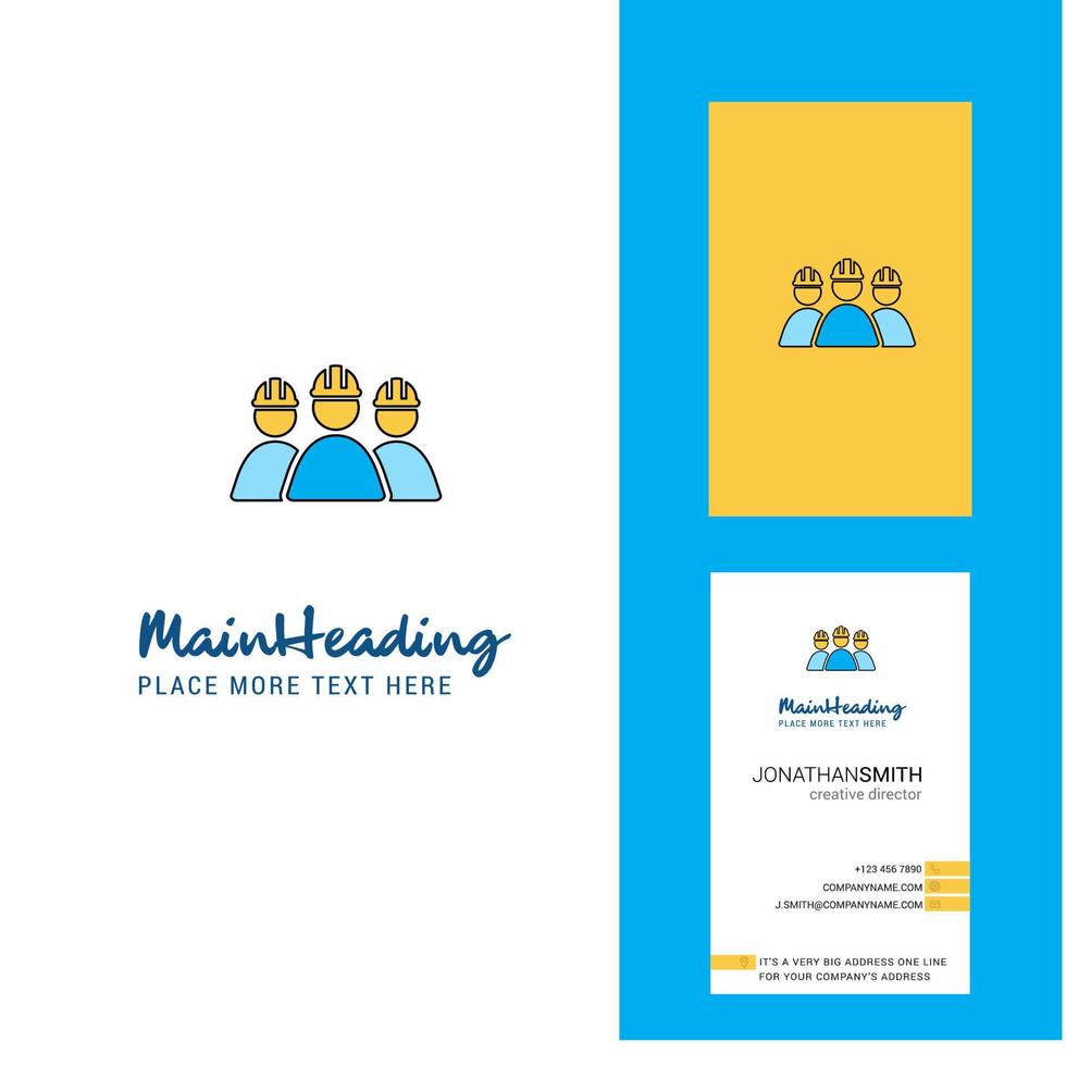 vector de diseño vertical de tarjeta de visita y logotipo creativo de avatar de grupo laboral