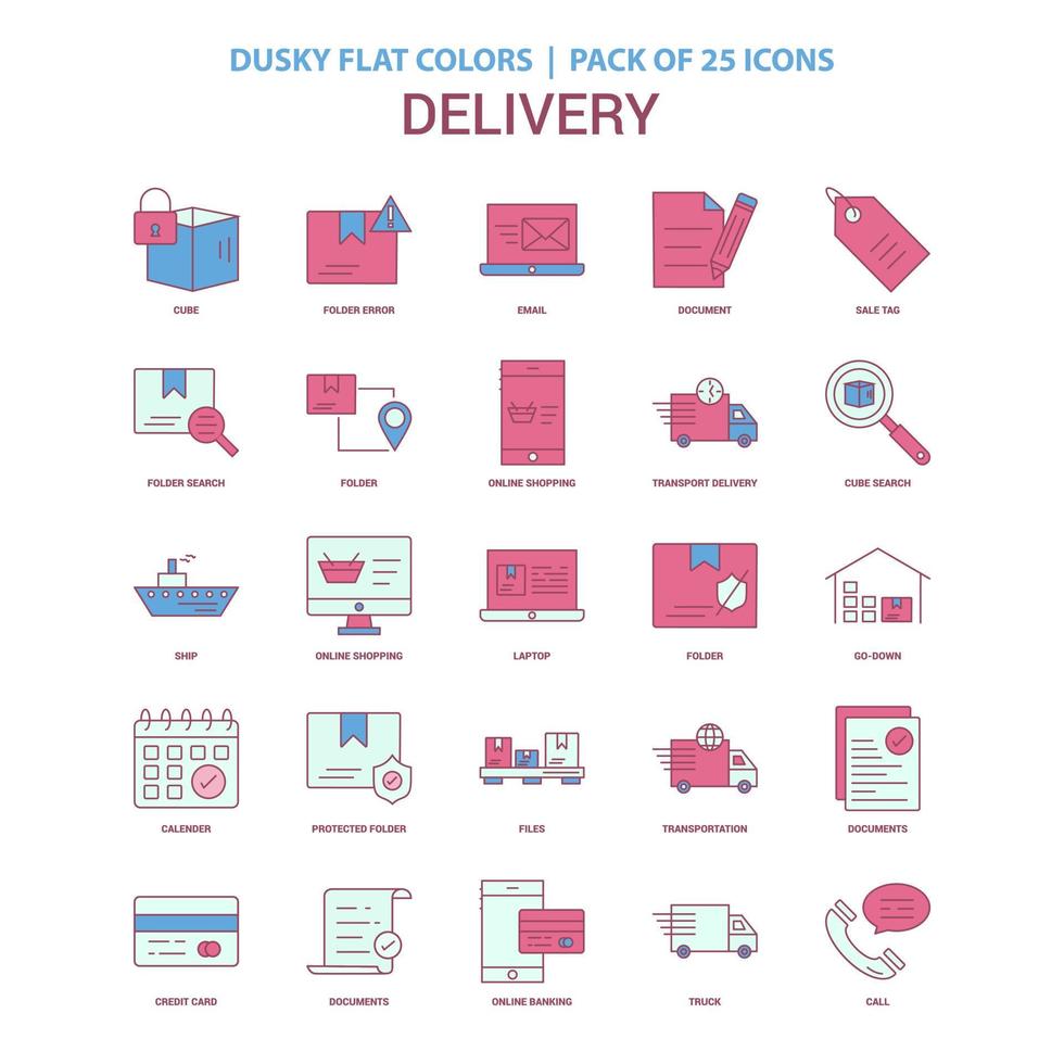 Delivery icon Dusky Flat color Vintage 25 Icon Pack vector