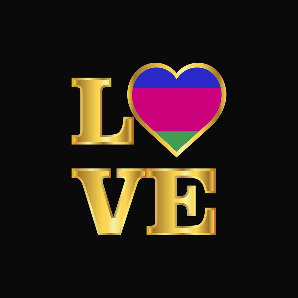 Love typography Kuban Peoples Republic flag design vector Gold lettering