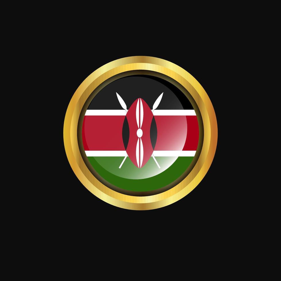 Kenya flag Golden button vector