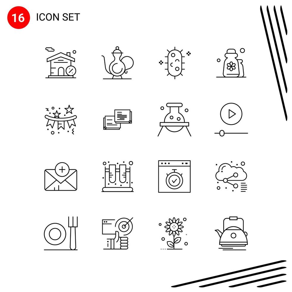 Collection of 16 Vector Icons in Line style Pixle Perfect Outline Symbols for Web and Mobile Line Icon Signs on White Background 16 Icons Creative Black Icon vector background