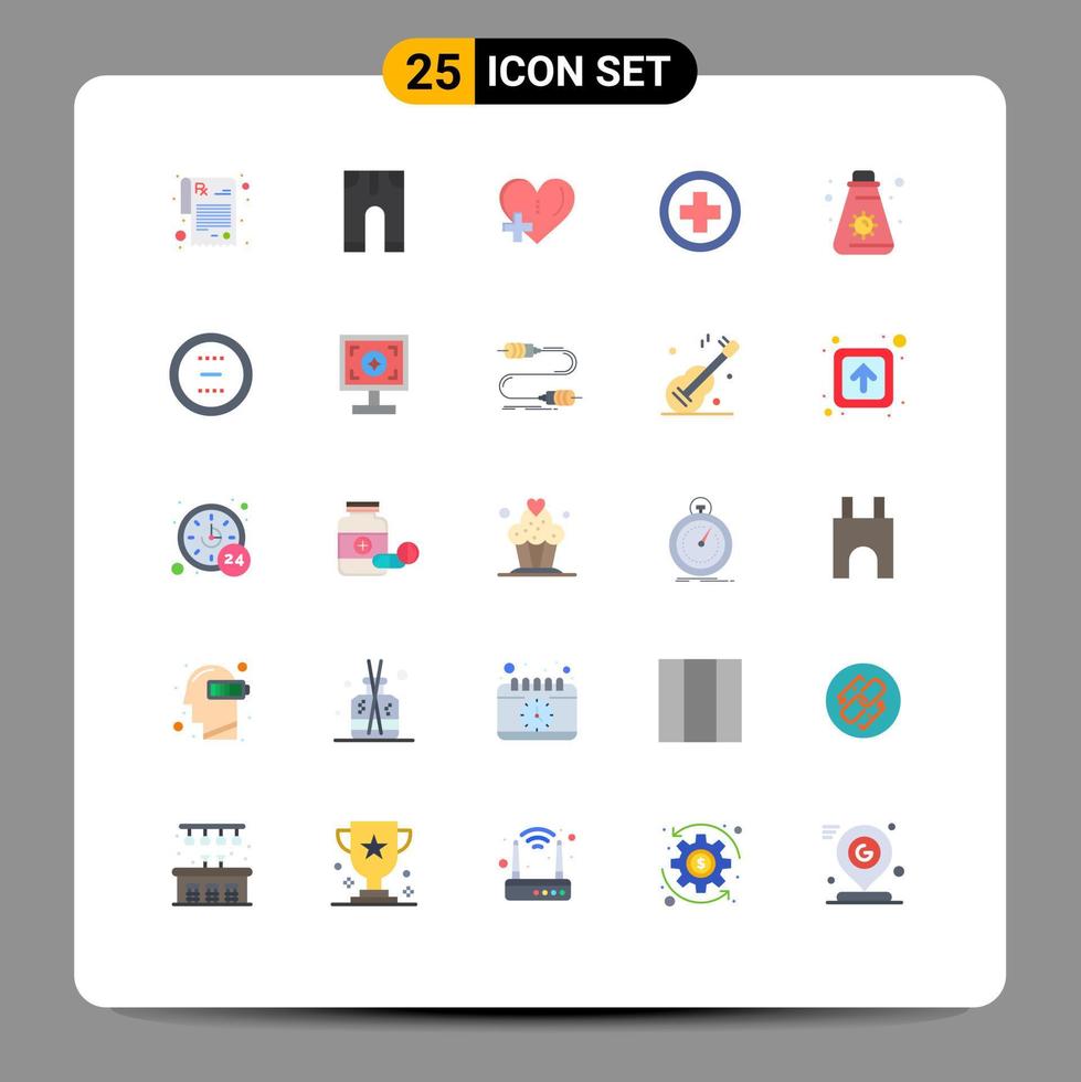 Set of 25 Modern UI Icons Symbols Signs for sun cream love sign medical Editable Vector Design Elements