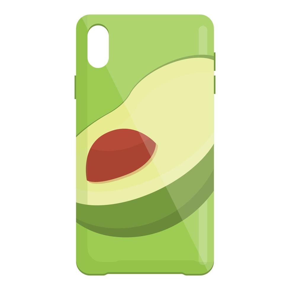 vector de dibujos animados de icono de caja de teléfono inteligente de aguacate. cubierta de teléfono